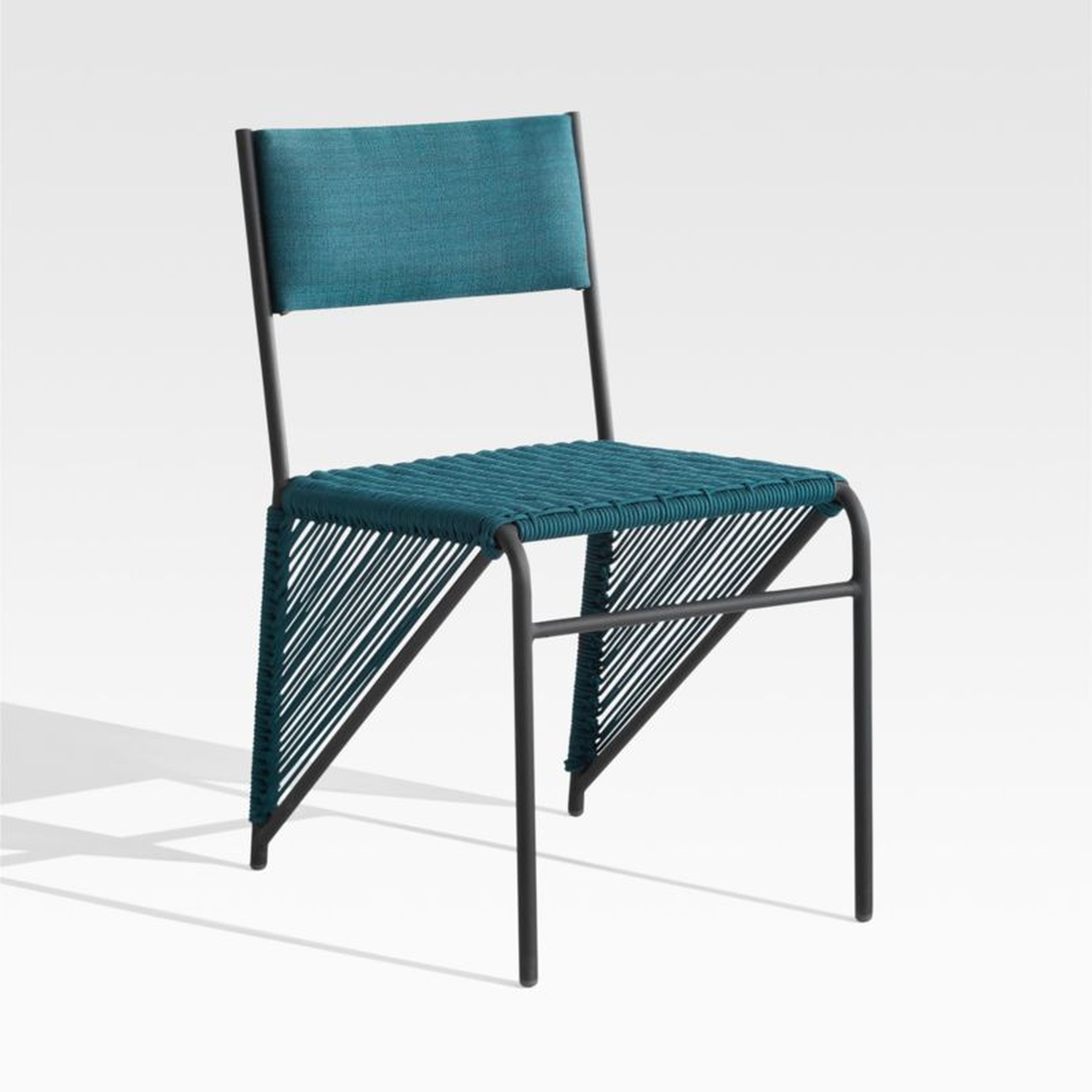 Dorado Teal Small Space Outdoor Dining Chair - Crate and Barrel