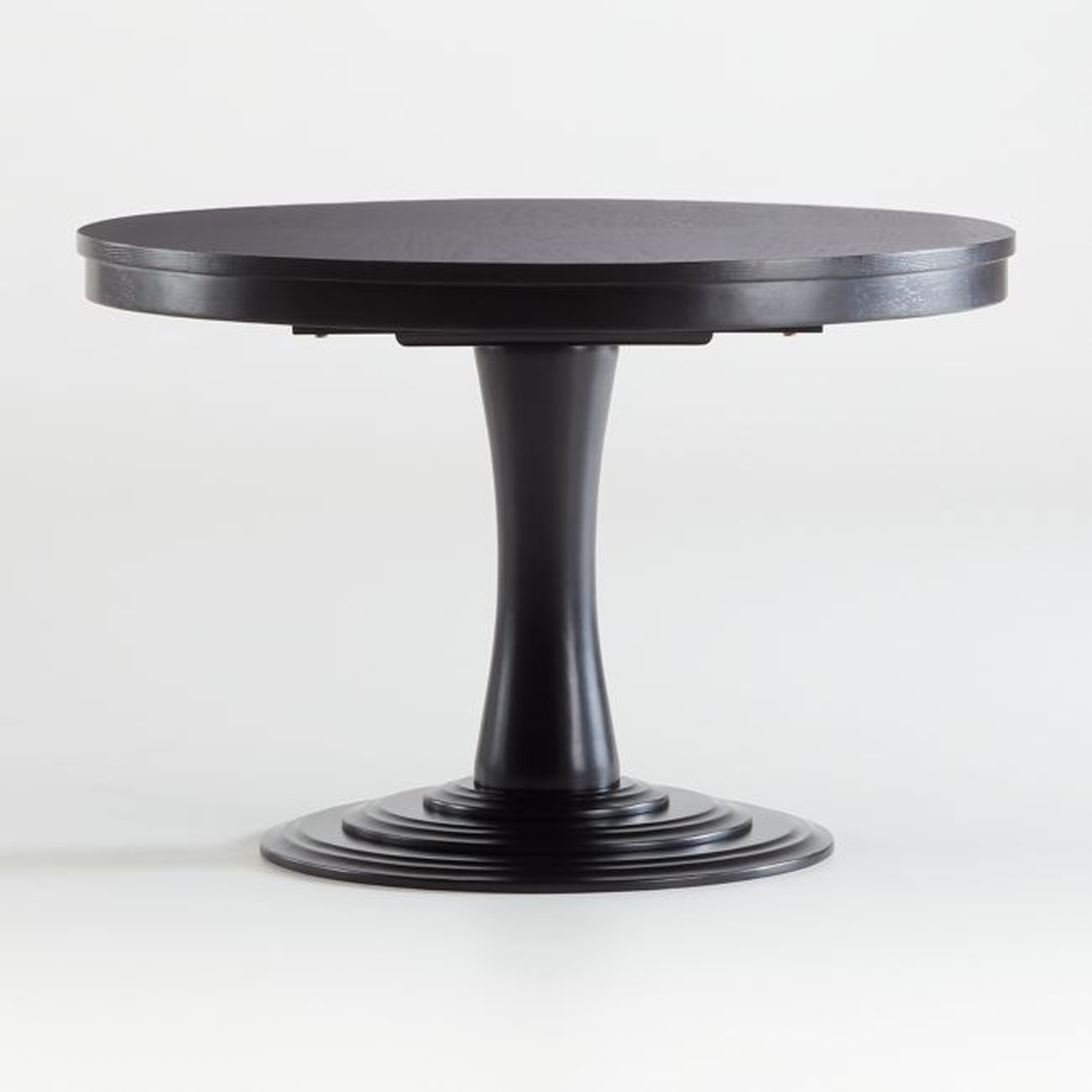 Aniston Black 45" Round Extension Dining Table - Crate and Barrel
