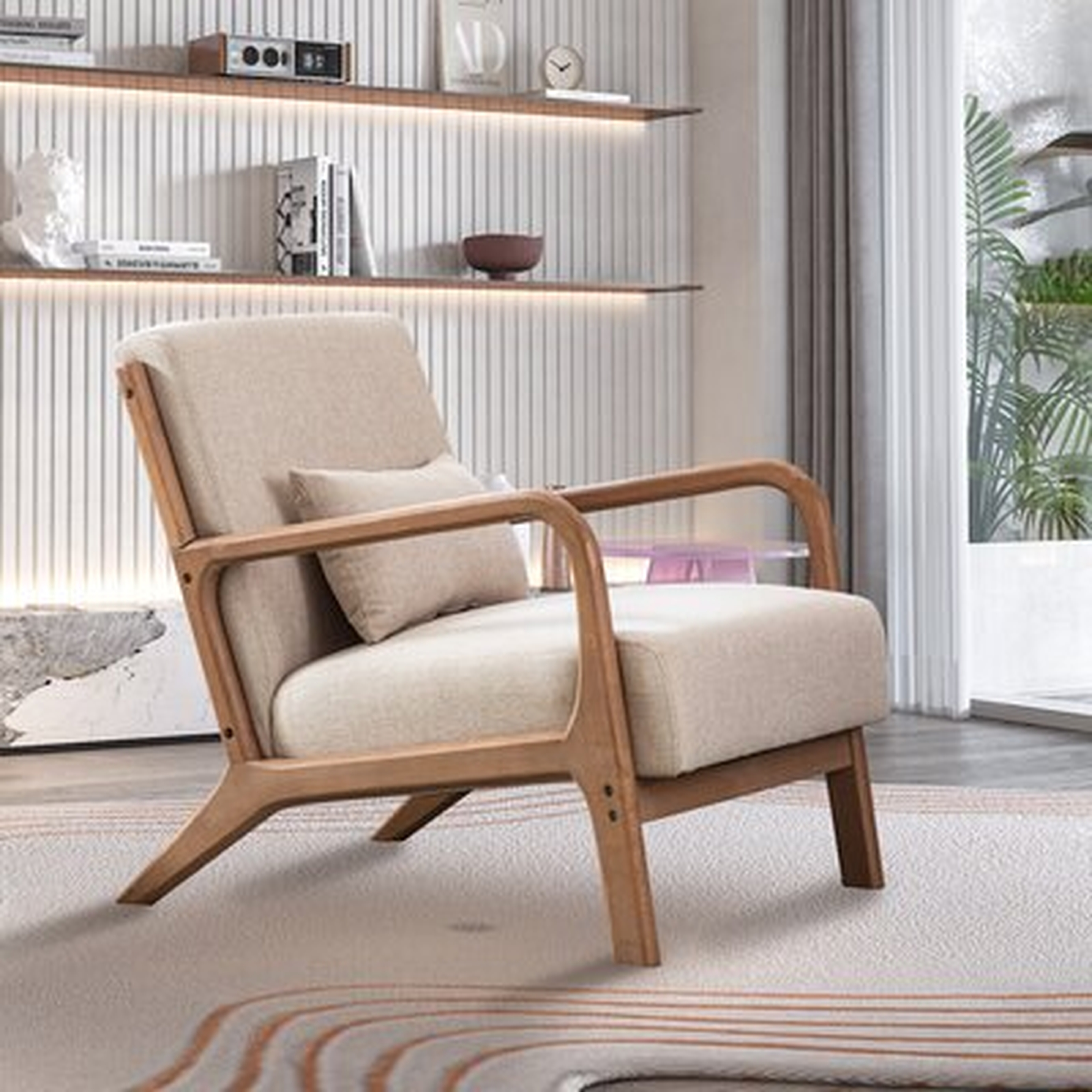 Fabric Lounge Boho Side Chair For Living Room Bedroom, Reading Armchair Beige - Wayfair