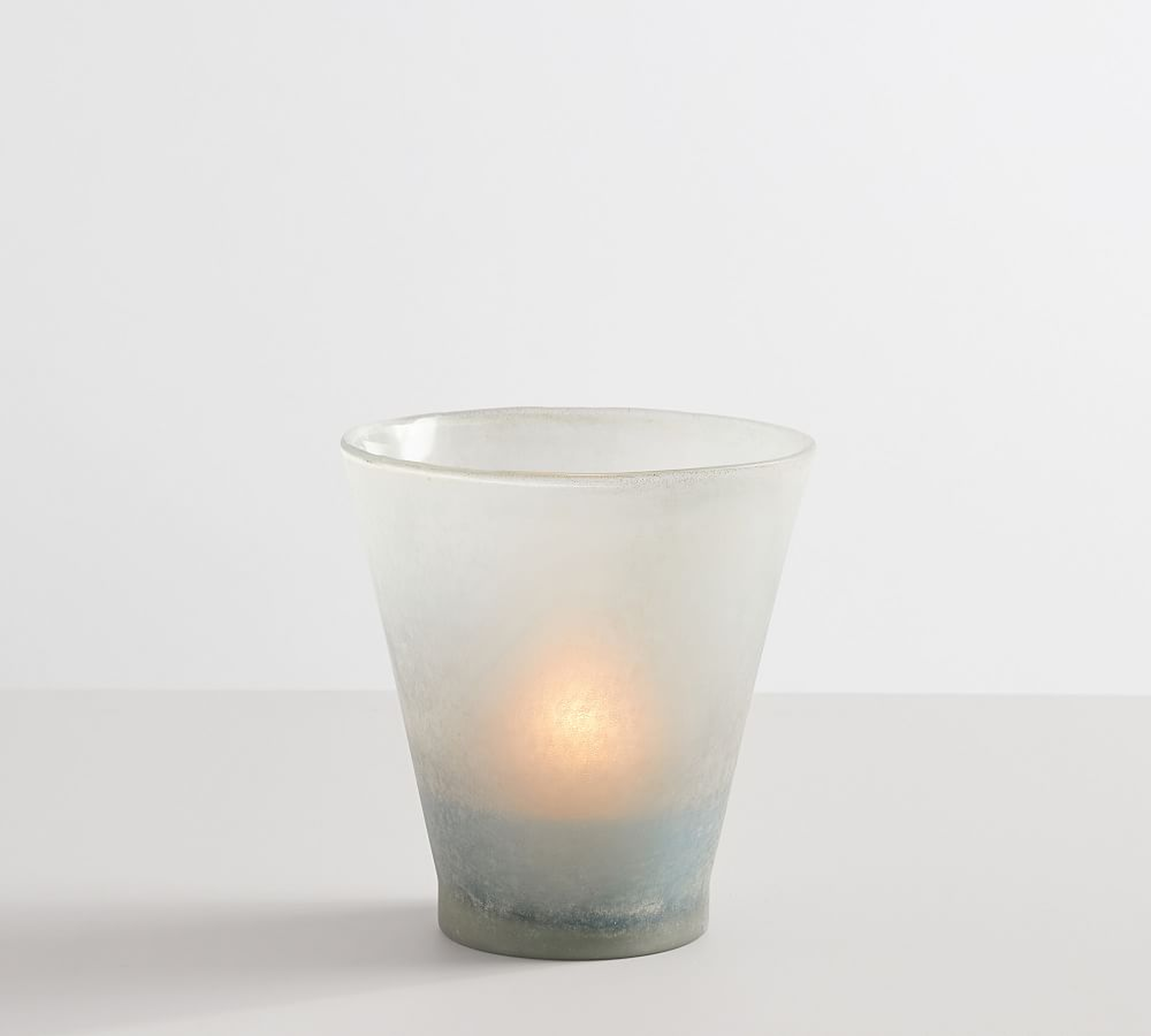 Laguna Frosted Hurricane, Blue, Small - Pottery Barn