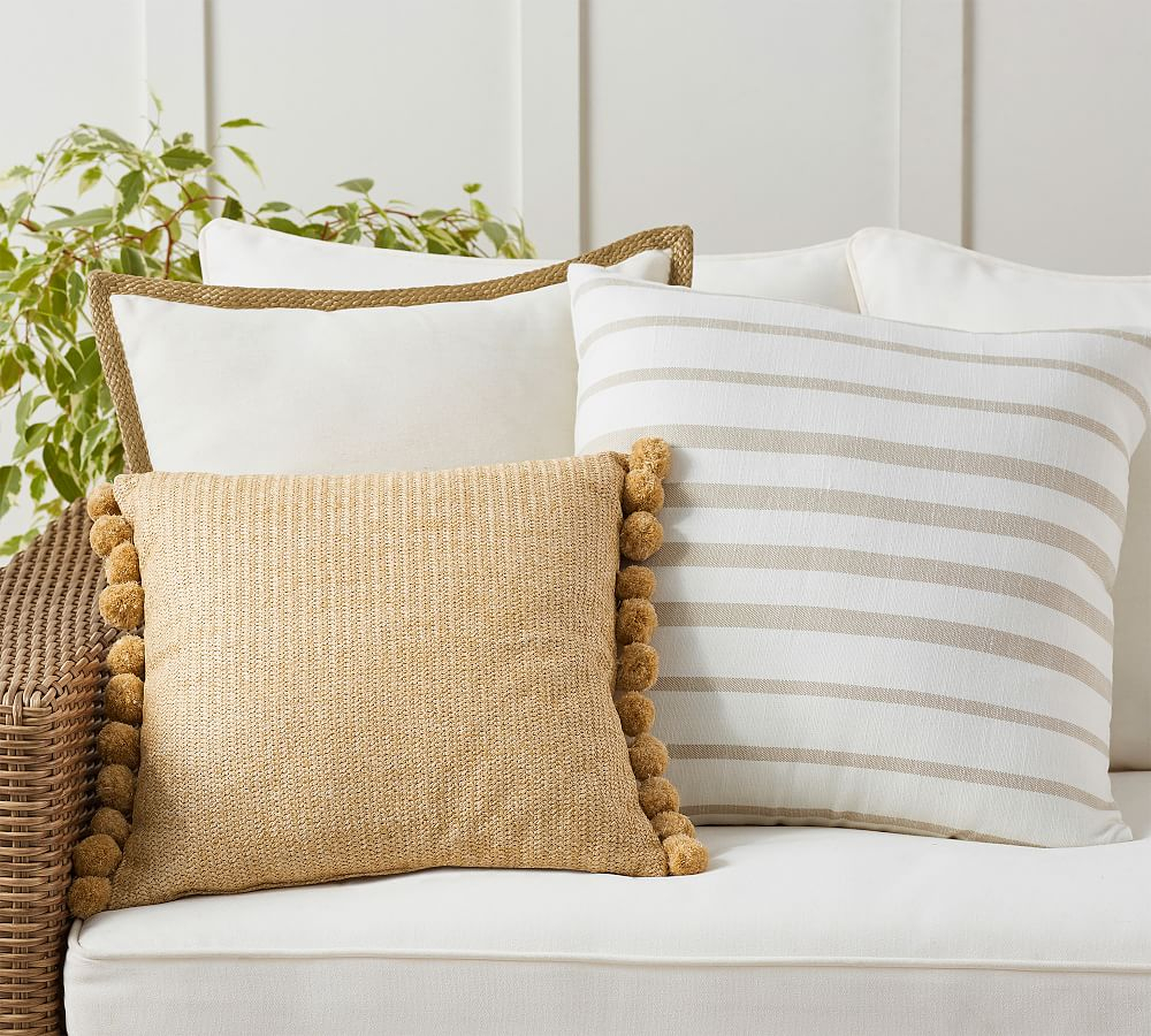 Cozy Contrast Natural Indoor/Outdoor Pillow, Set of 3 - Pottery Barn