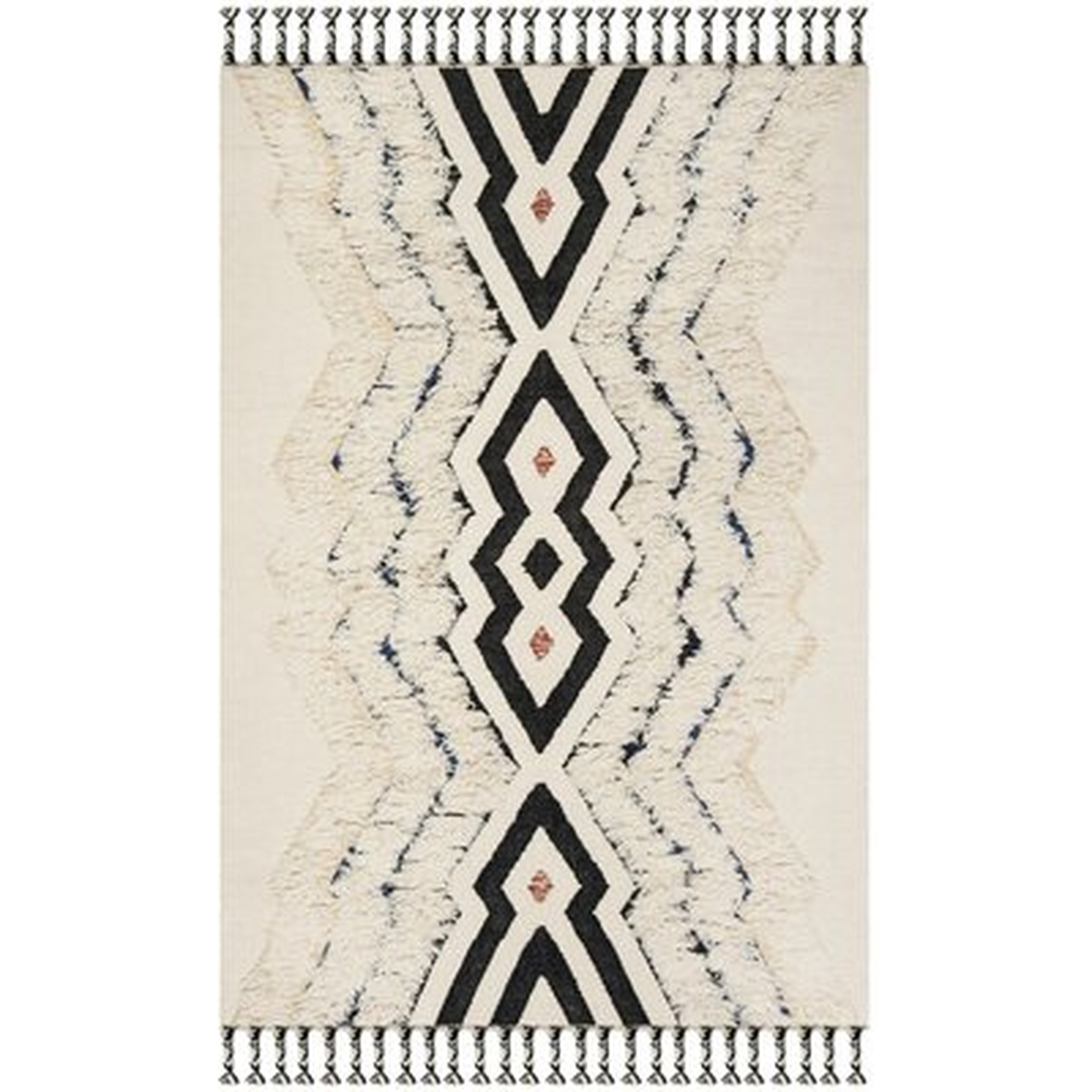 Lizette Southwestern Hand Knotted Wool/Cotton Ivory/Black Area Rug - Wayfair