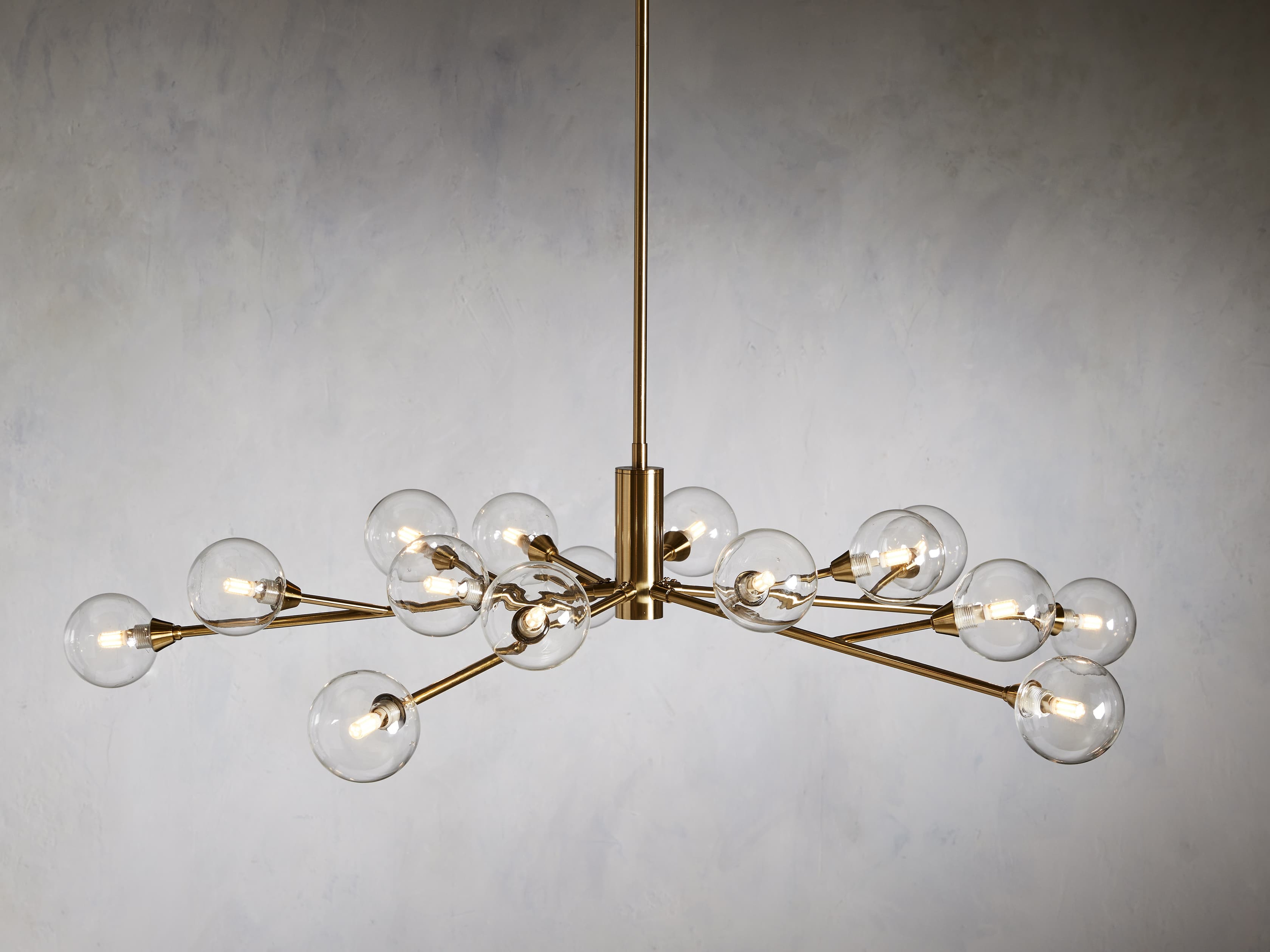 Apollo Round Chandelier in Glass 47" Brass   - Arhaus