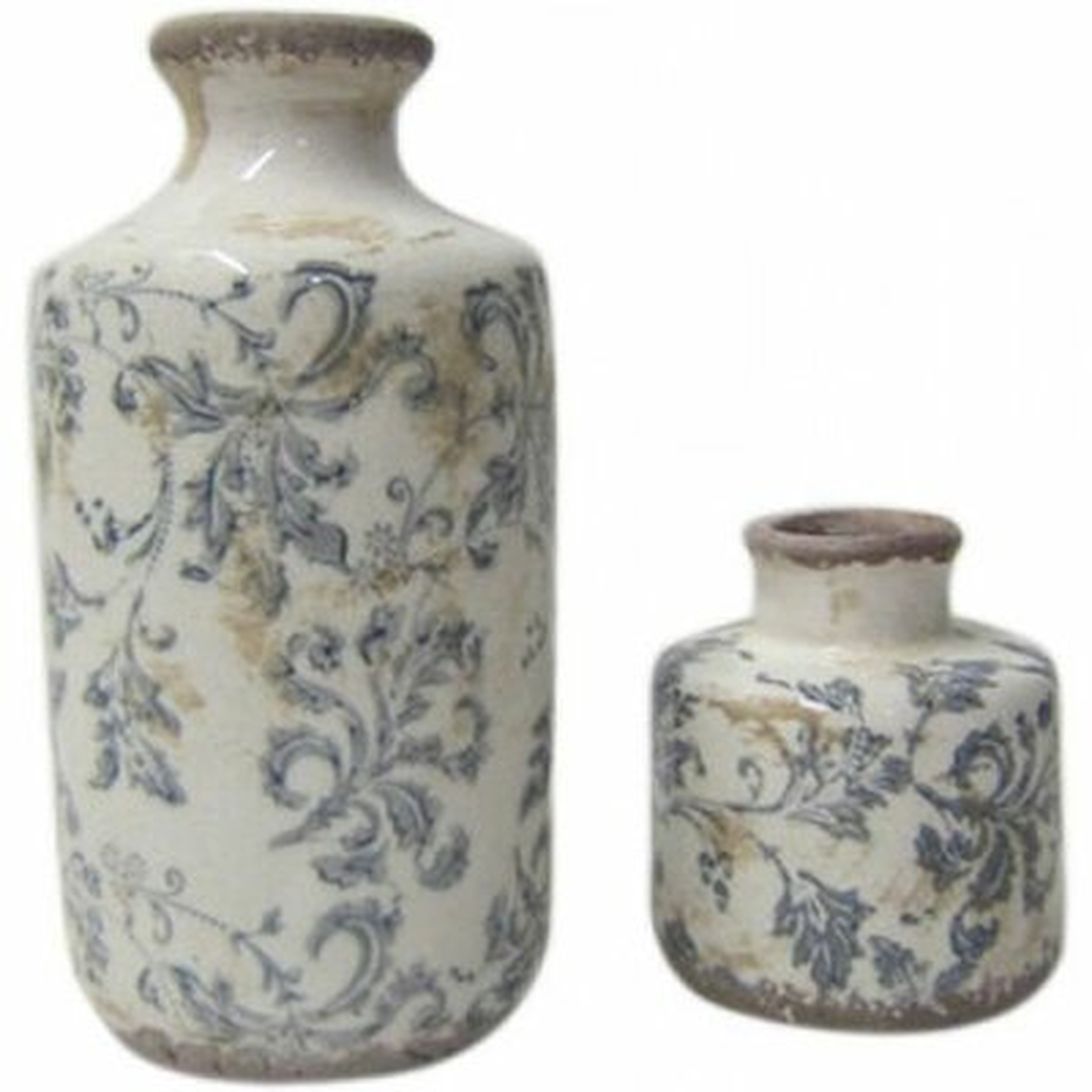 2 Piece Luke White/Blue Ceramic Table Vase Set - Wayfair