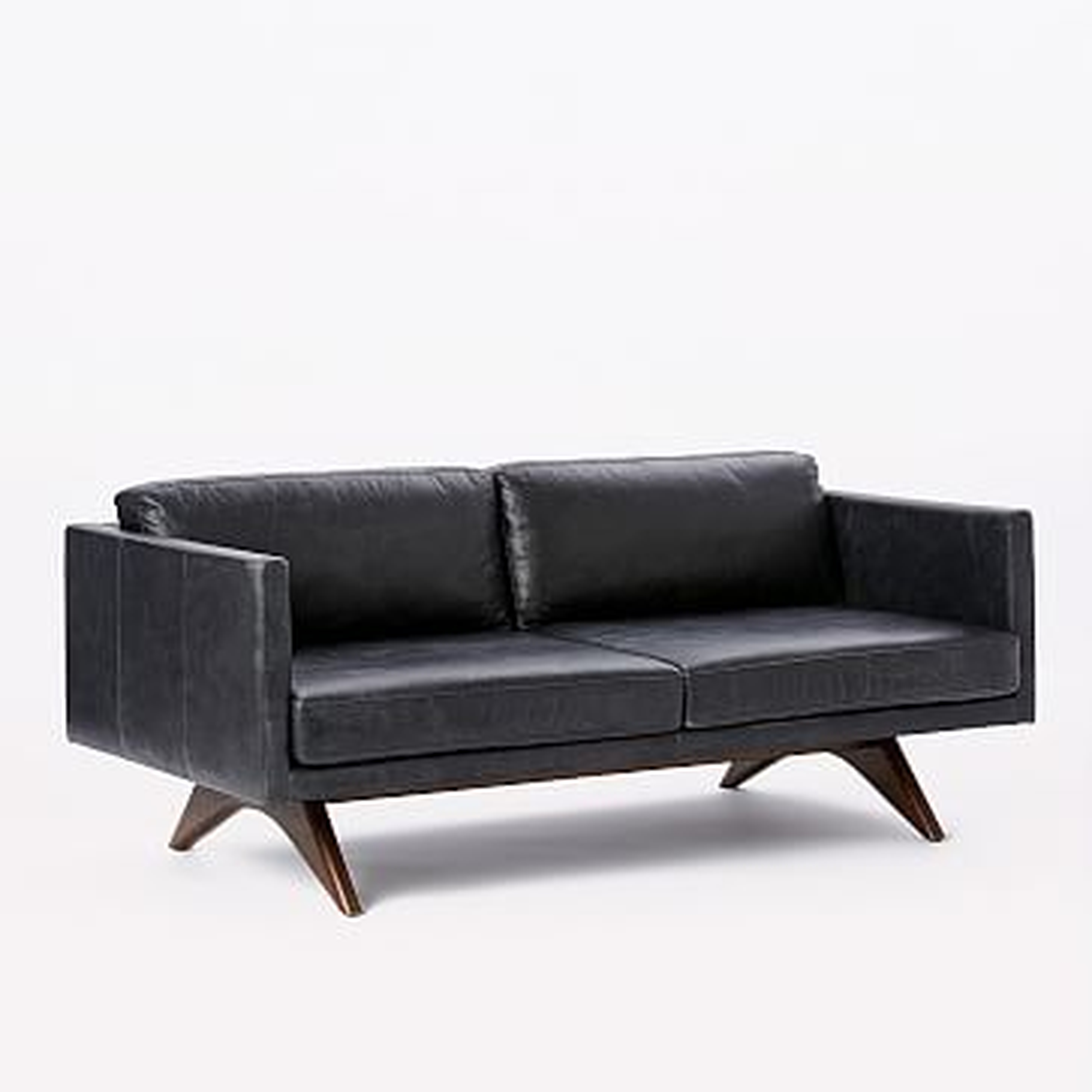 Brooklyn 74"Charme Leather Sofa, Licorice - West Elm