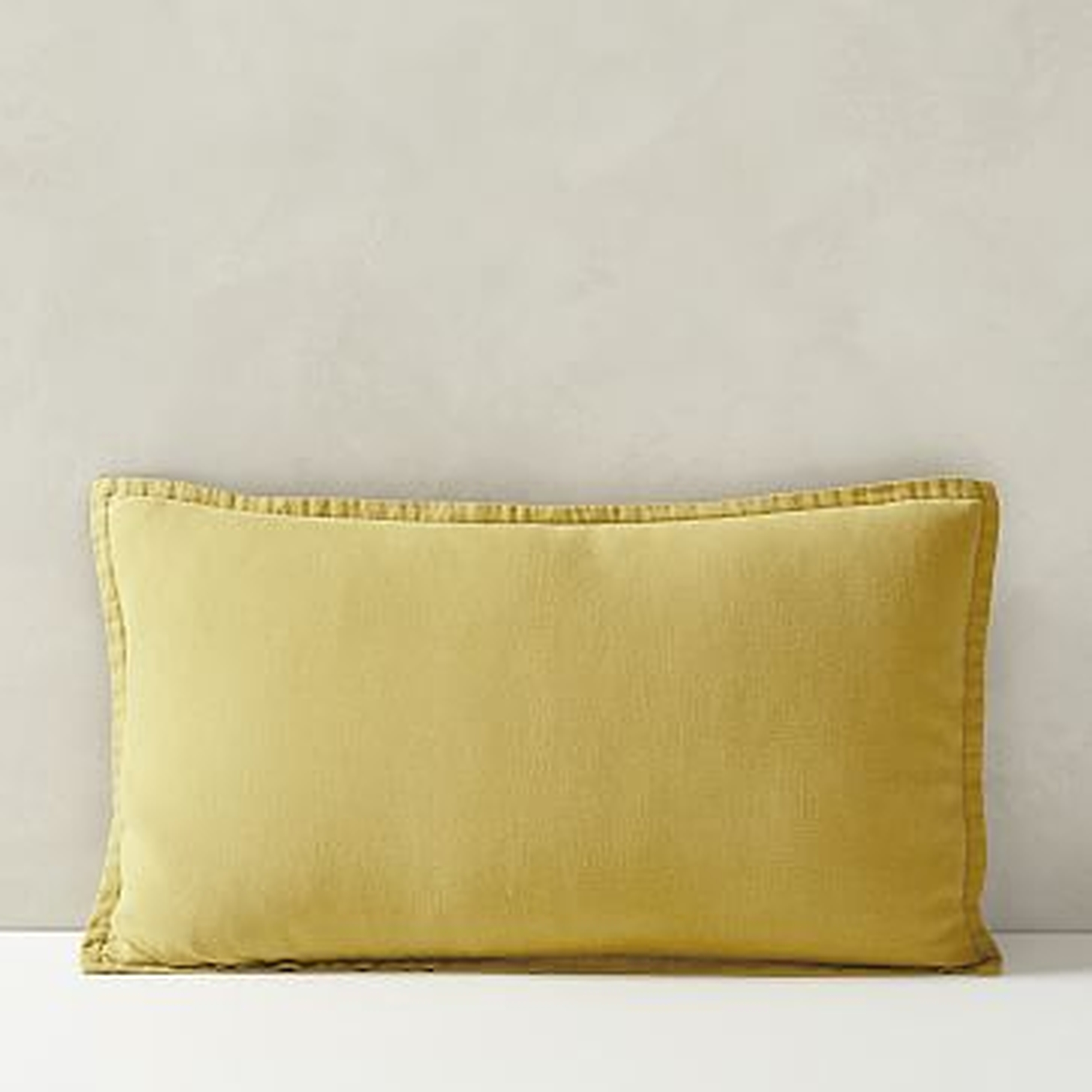 Belgian Flax Linen Lumbar Pillow Cover, Sand Yellow, 12"x21" - West Elm