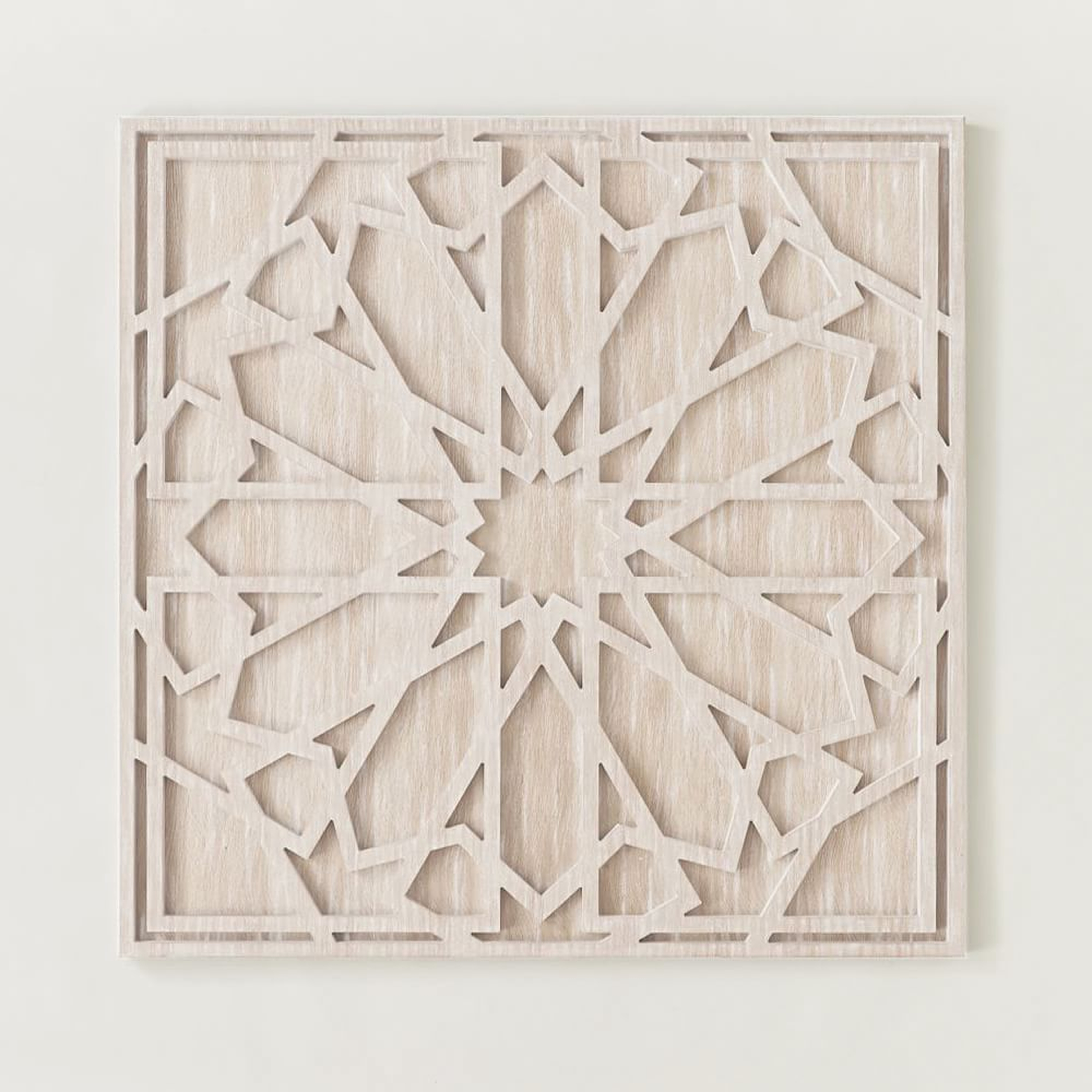 Graphic Wood Wall Art, Whitewashed, Square, Individual - West Elm