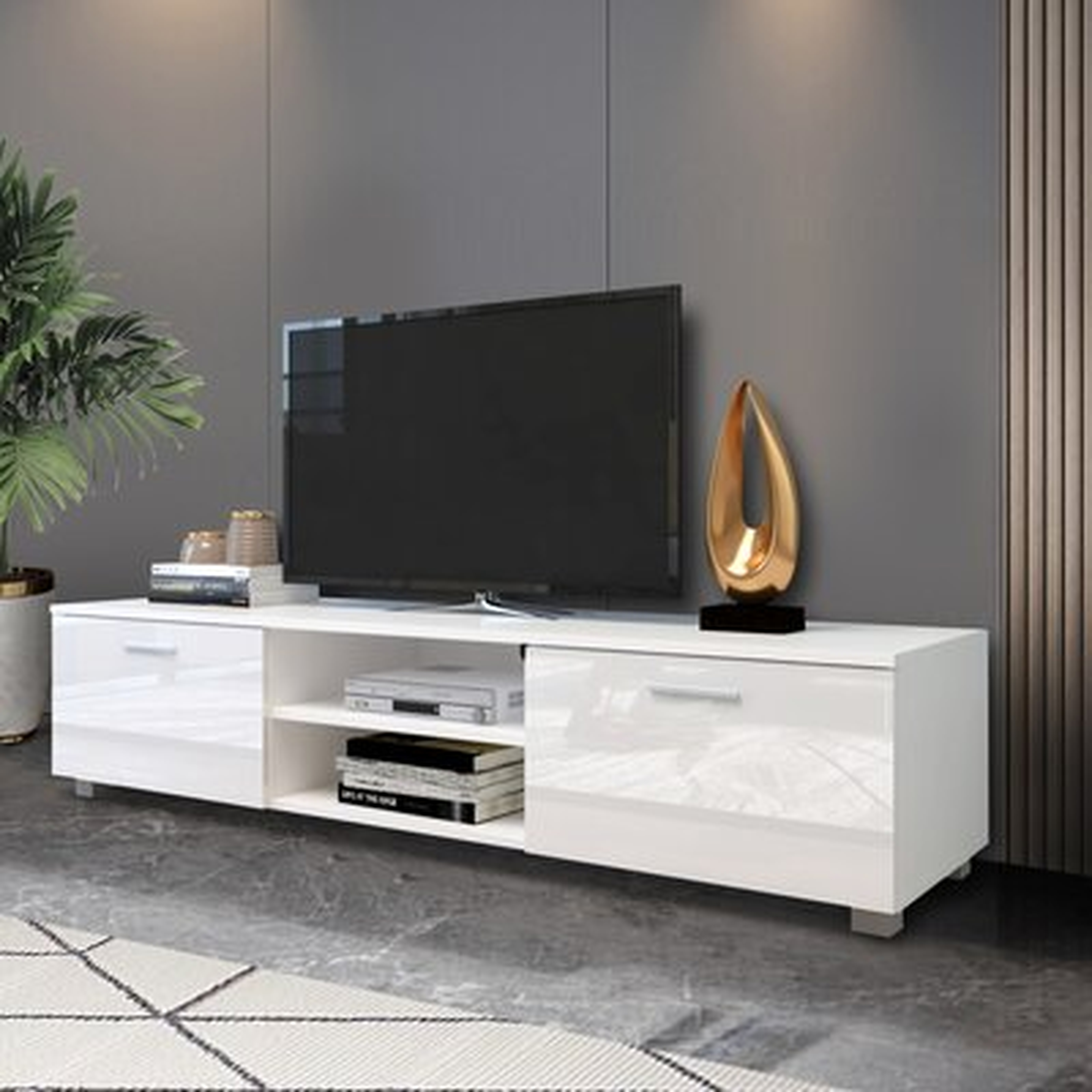 TV Cabinet TV Stands, Media Console Entertainment Center Television Table, 2 Storage Cabinet With Open Shelves, White - Wayfair