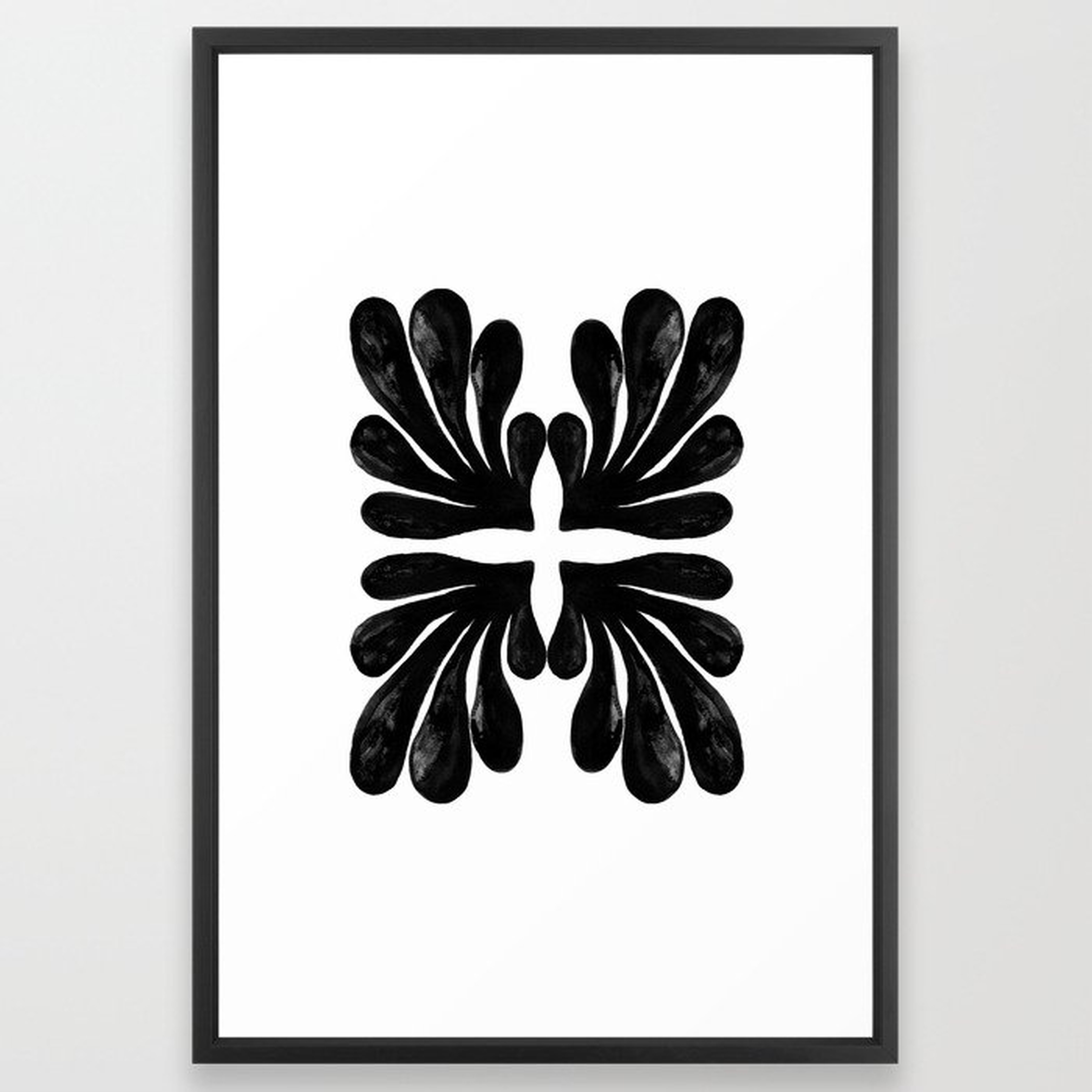 Grace - Black And White Abstract Painting India Ink Brushstroke Watercolor Minimal Modern Urban Framed Art Print by Charlottewinter - Vector Black - LARGE (Gallery)-26x38 - Society6