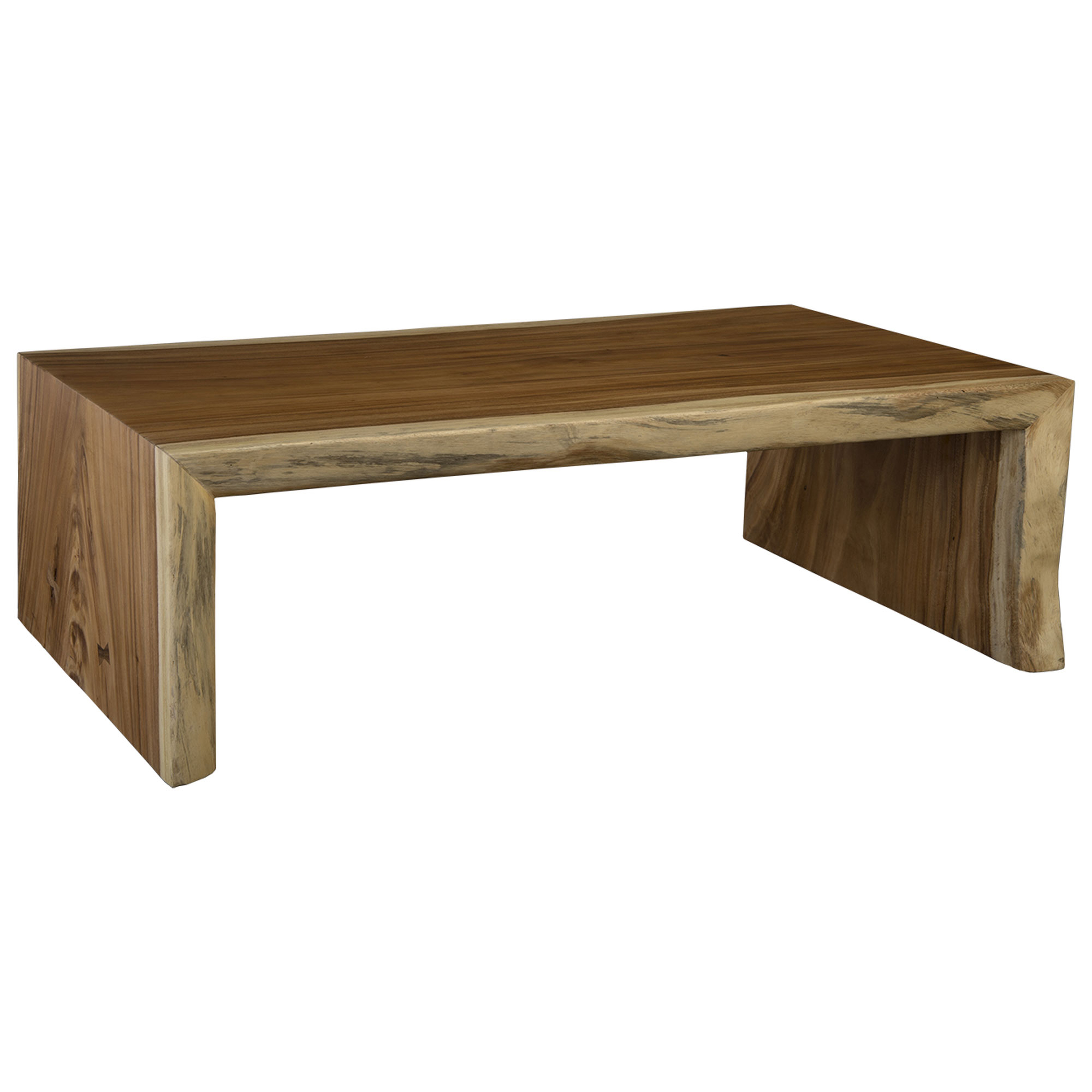 Phillips Collection Waterfall Rustic Lodge Natural Chamcha Wood Coffee Table - Kathy Kuo Home