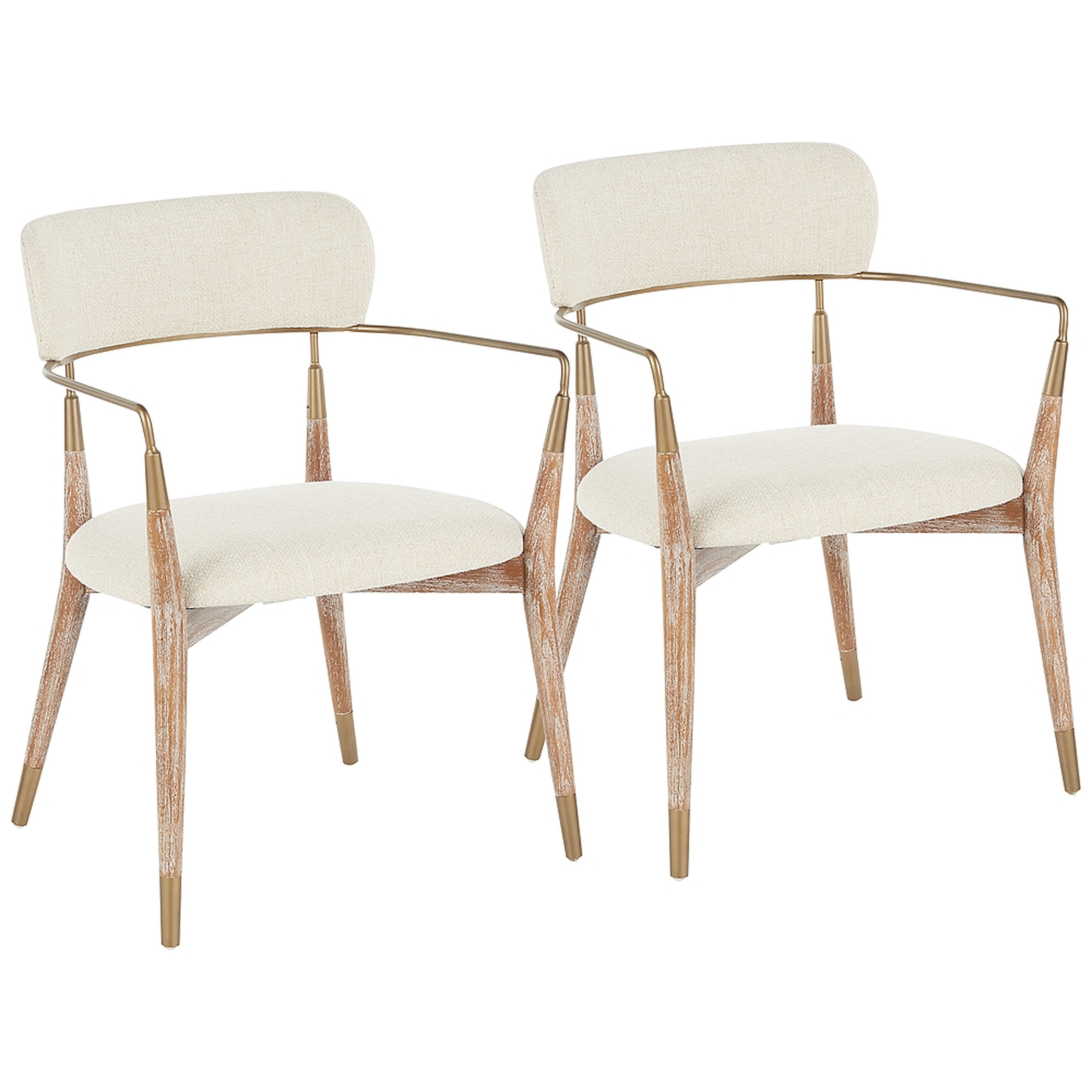 Savannah Wood Dining Chairs, White Washed, Set of 2 - Lamps Plus
