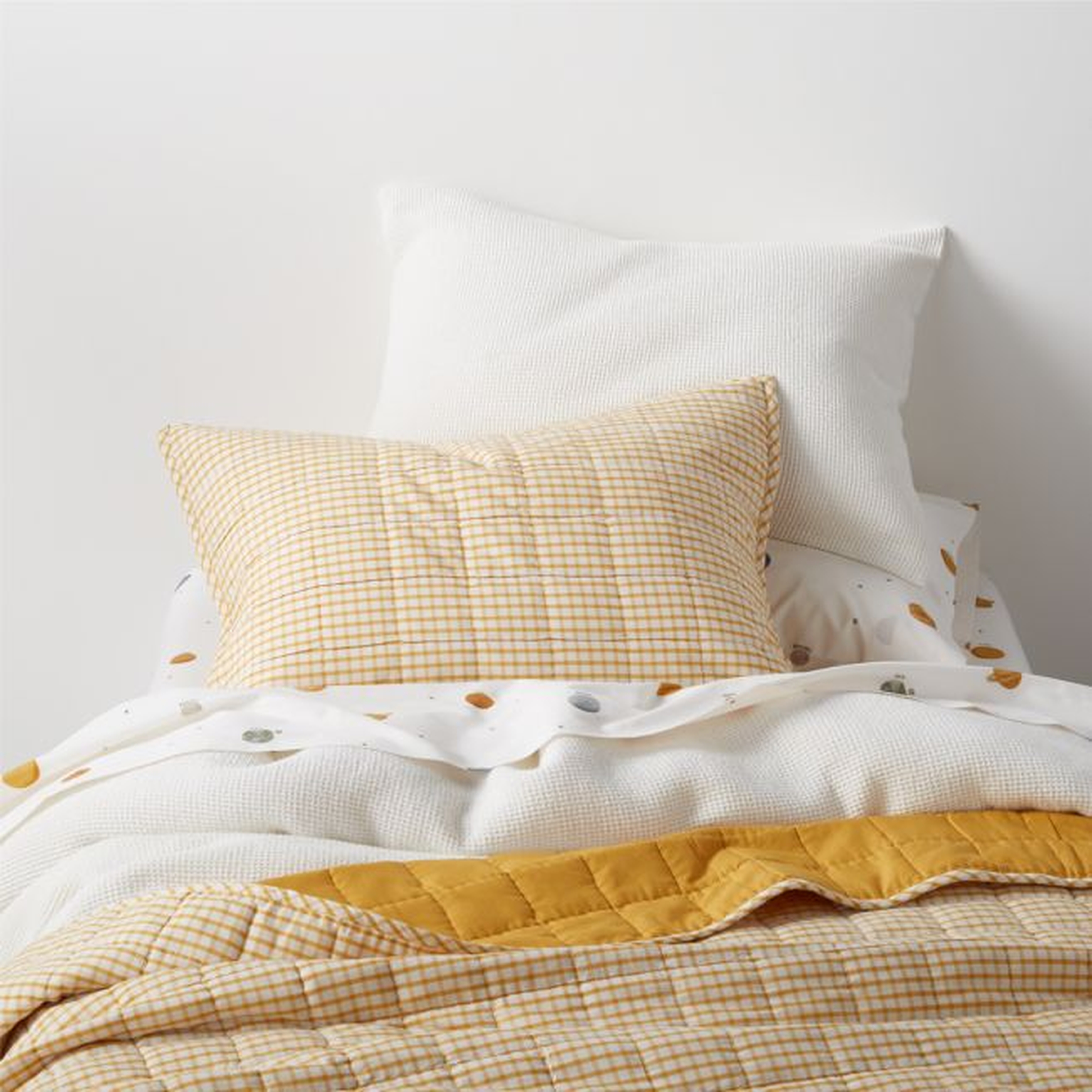 Kids Yellow Windowpane Plaid Cotton Twin Quilt - Crate & Kids