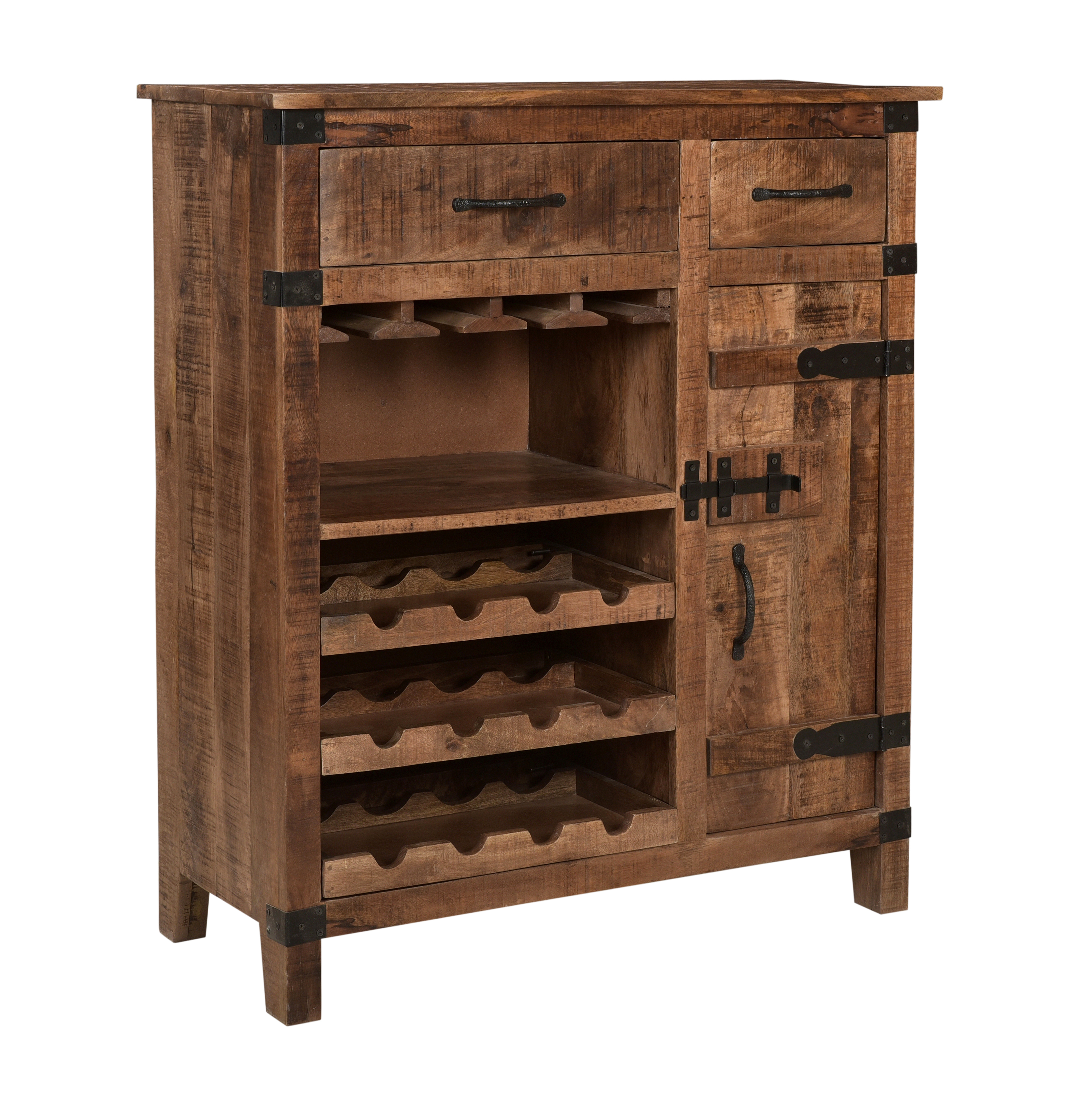 One Door Two Drawer Wine Cabinet - Crossroads Natural - Sycamore Home