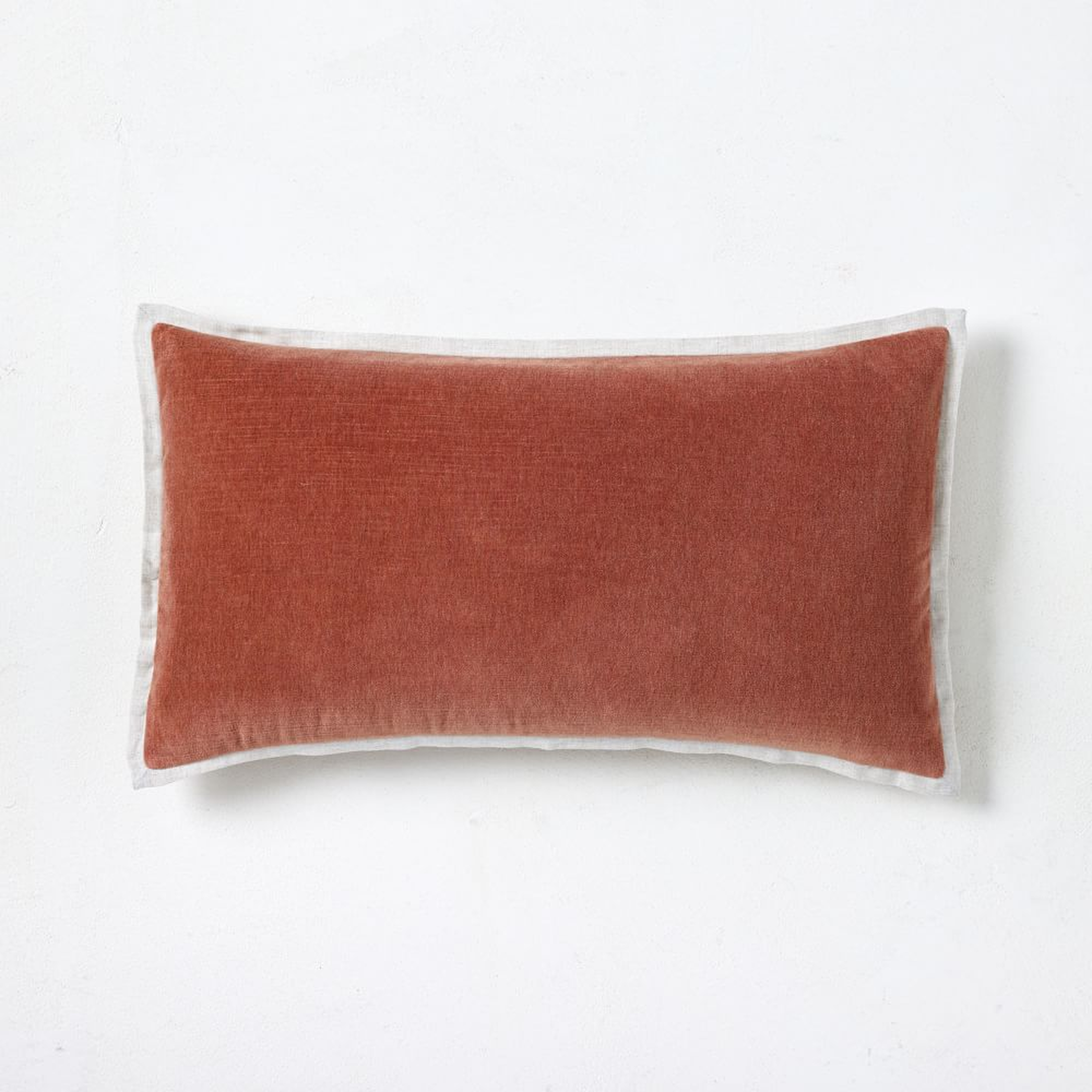 Classic Cotton Velvet Pillow Cover, 12"x21", Burnt Umber - West Elm