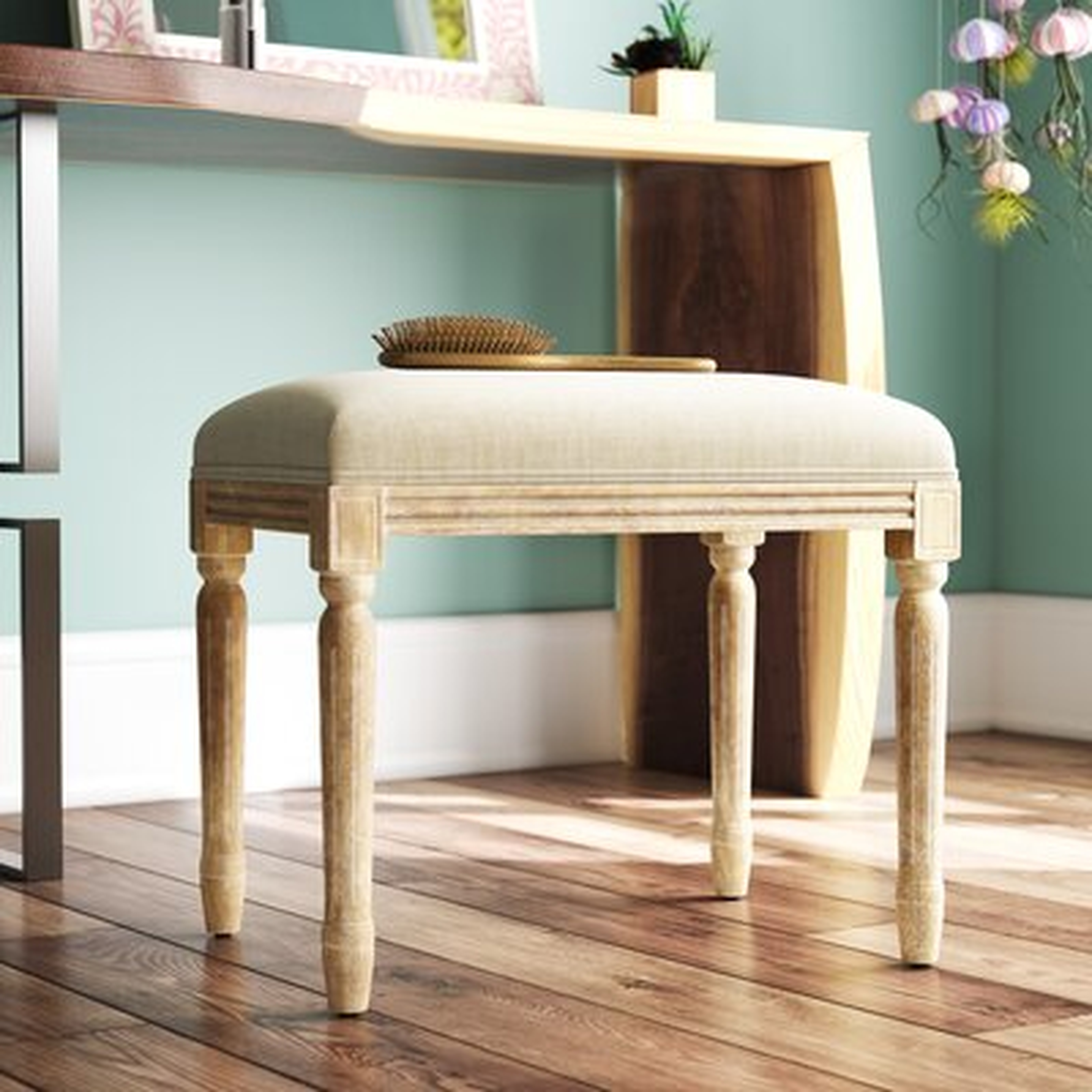 Glenoe Solid Wood Vanity Stool - Wayfair