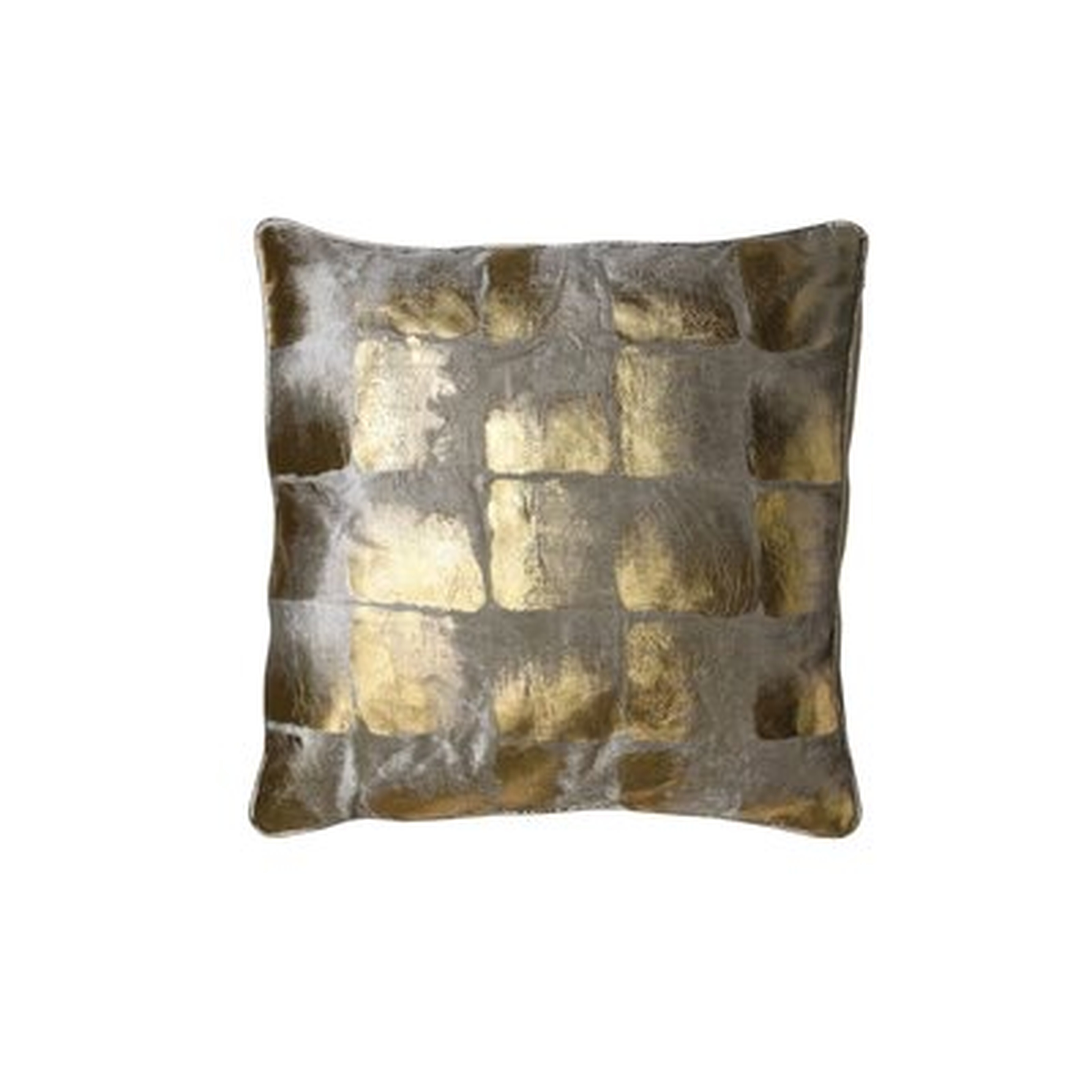 Kalispell Pillow Gold Metallic+White, Polyester Fill, 20"X20" - Wayfair