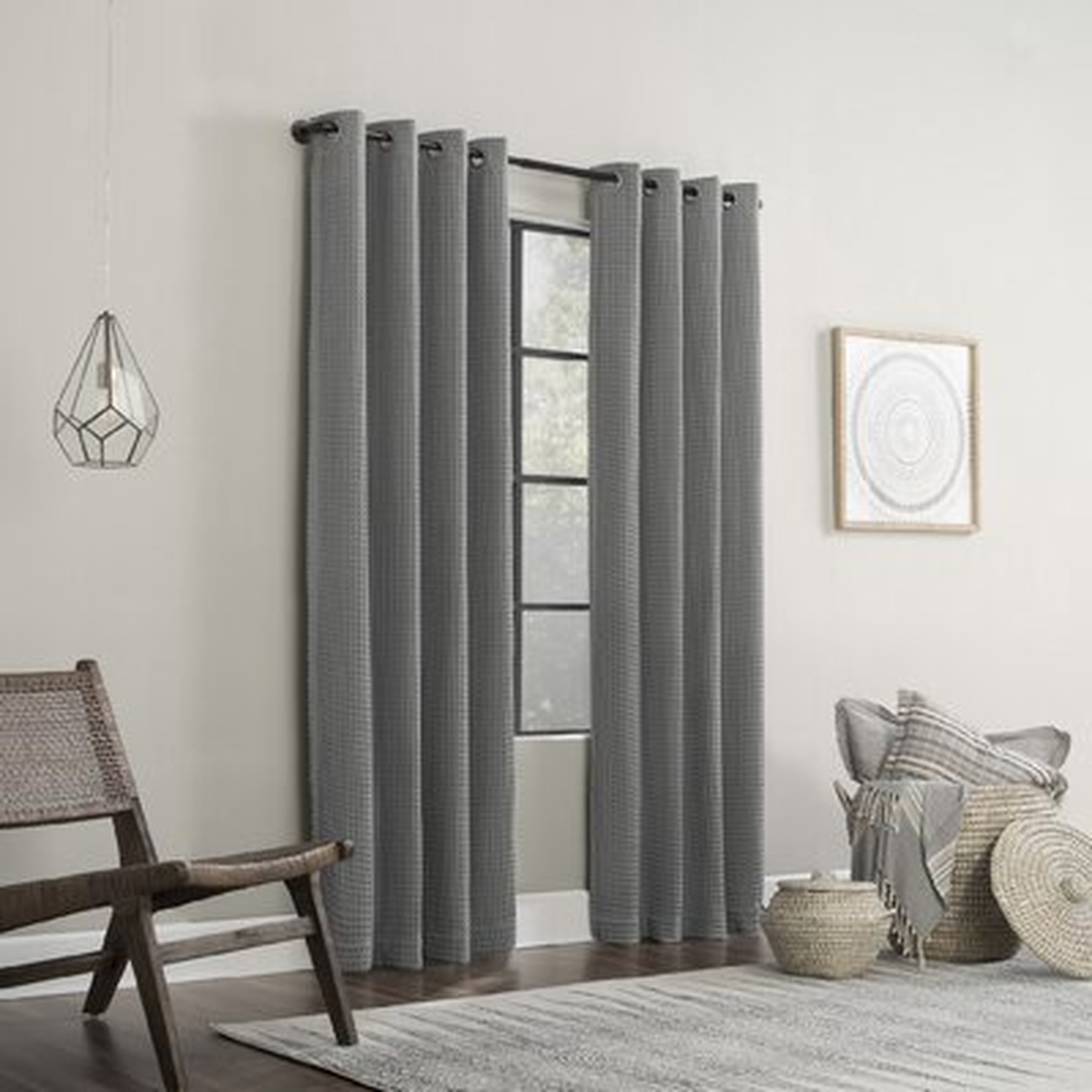 Senora Belgian Waffle Cotton Solid Color Max Blackout Thermal Grommet Single Curtain Panel - AllModern