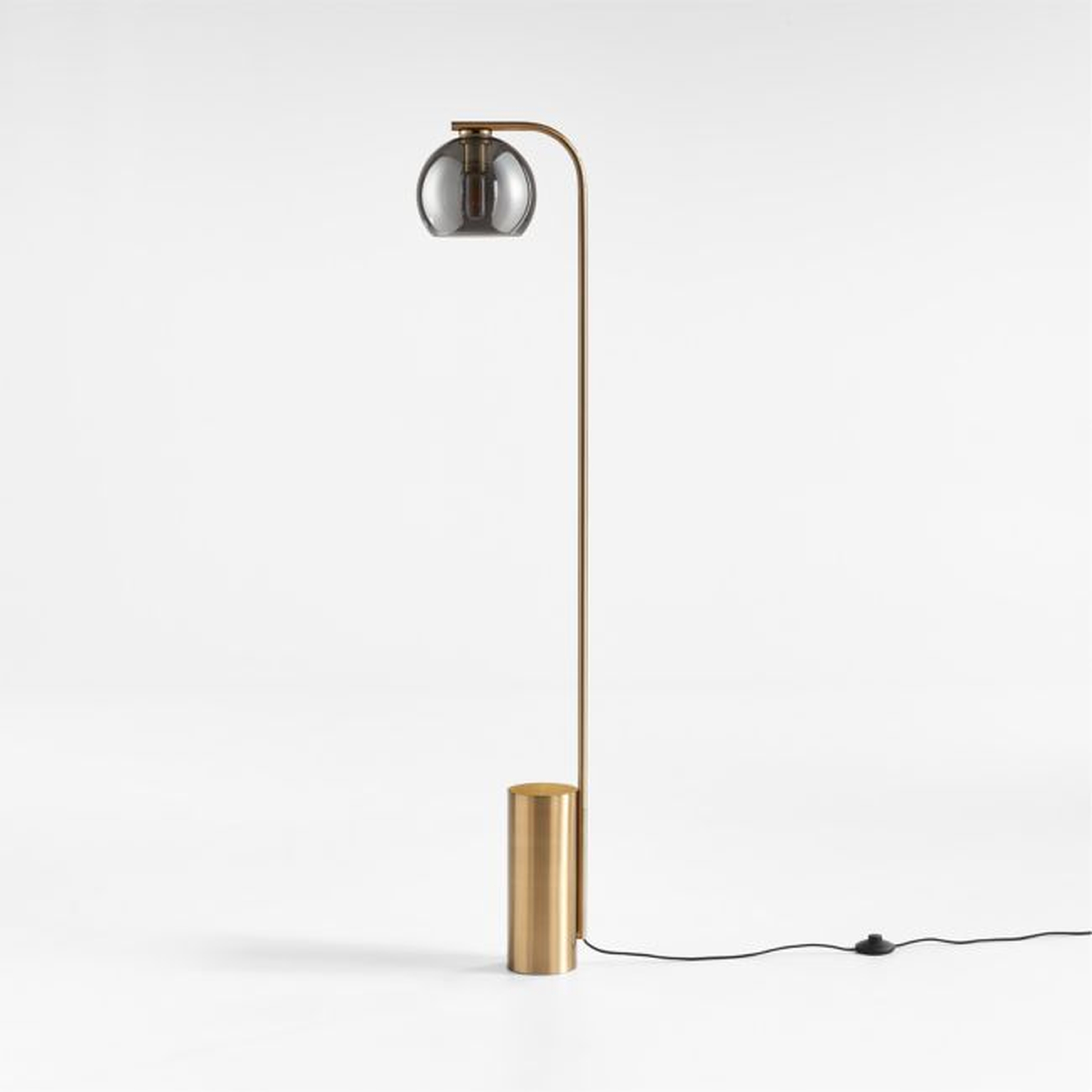 Arren Brass Floor Lamp with Silver Round Shade - Crate and Barrel