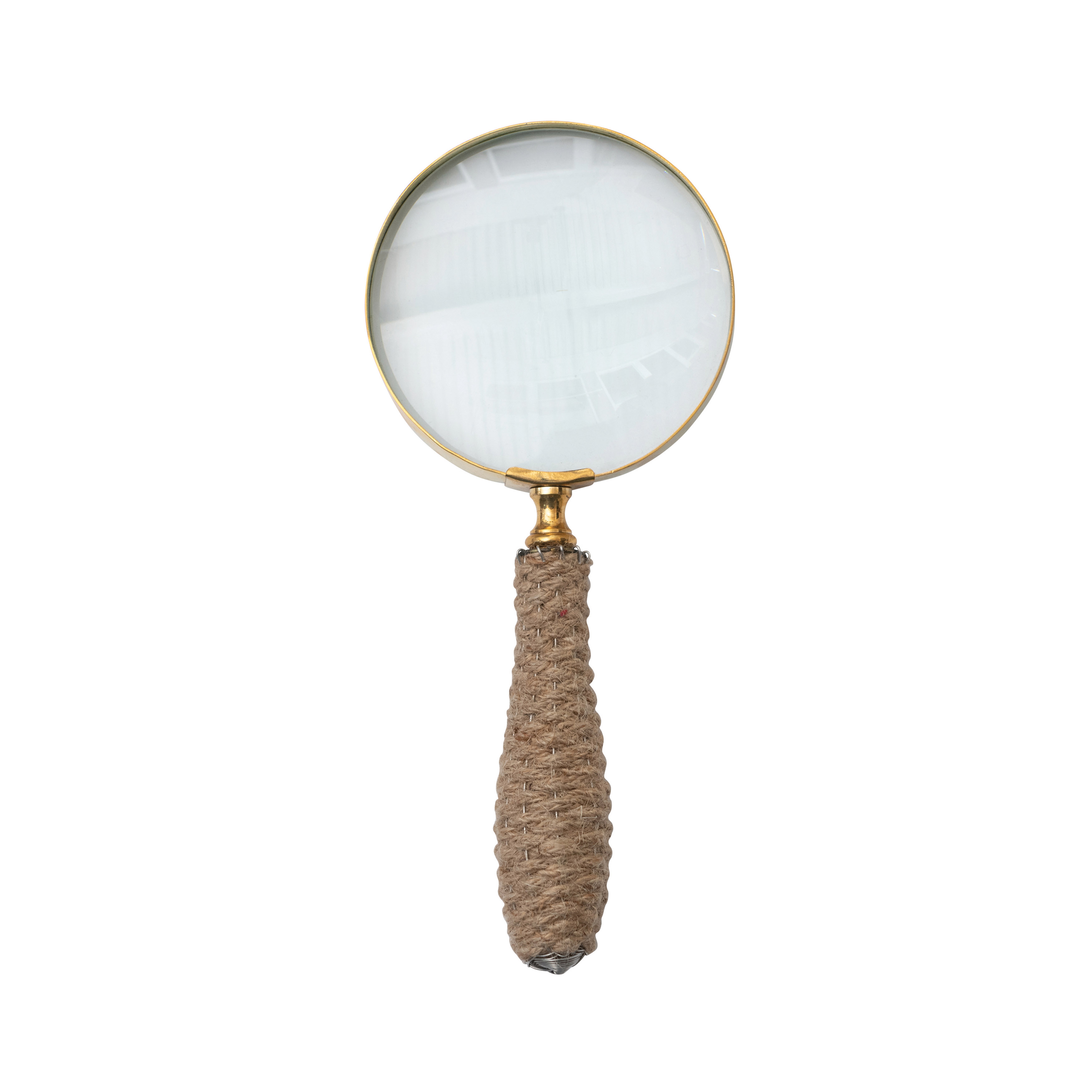  Brass Magnifying Glass with Jute Wrapped Handle - Creative Co-Op