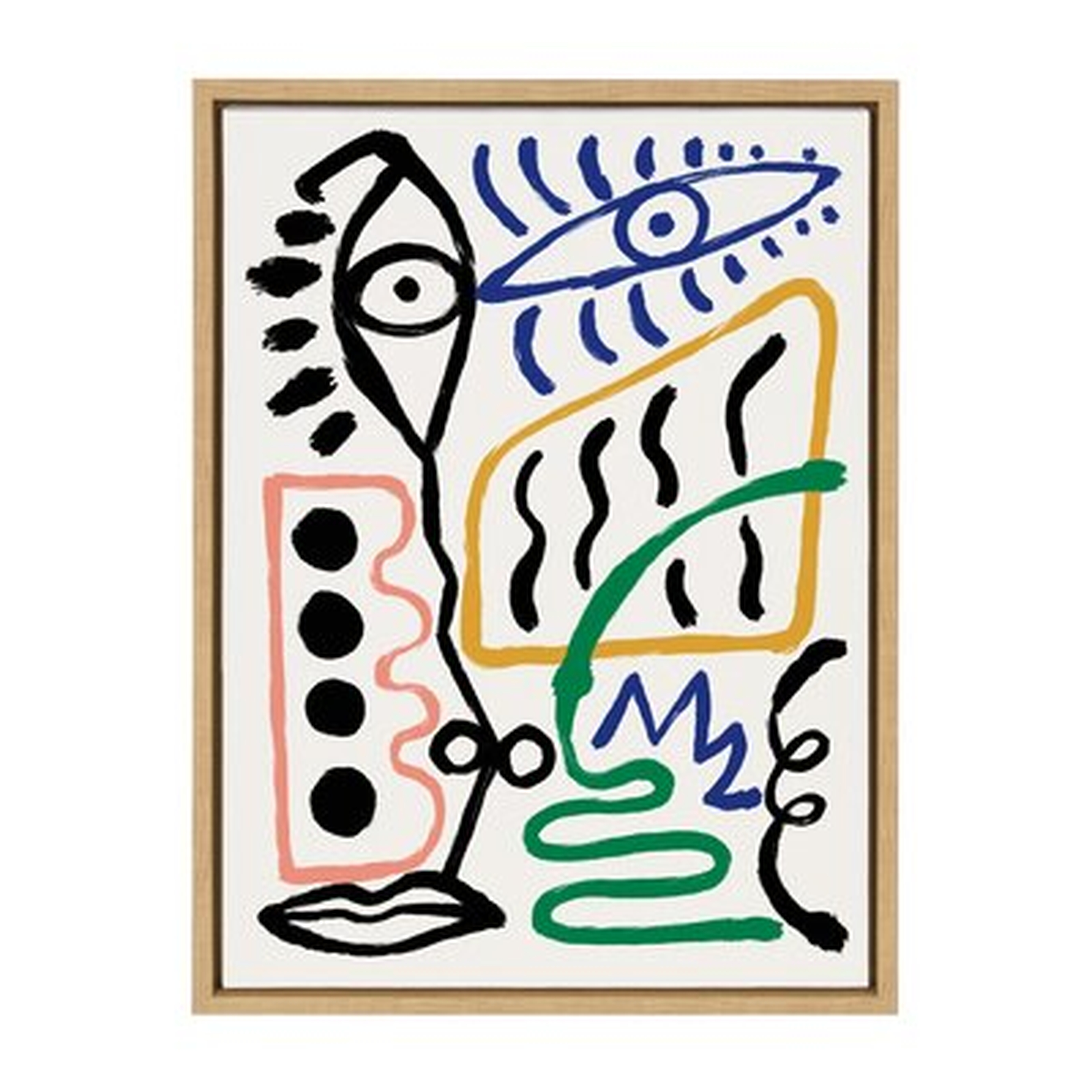 'MV Abstract Face 4' by Marcello Velho - Floater Frame Painting Print on Canvas - Wayfair