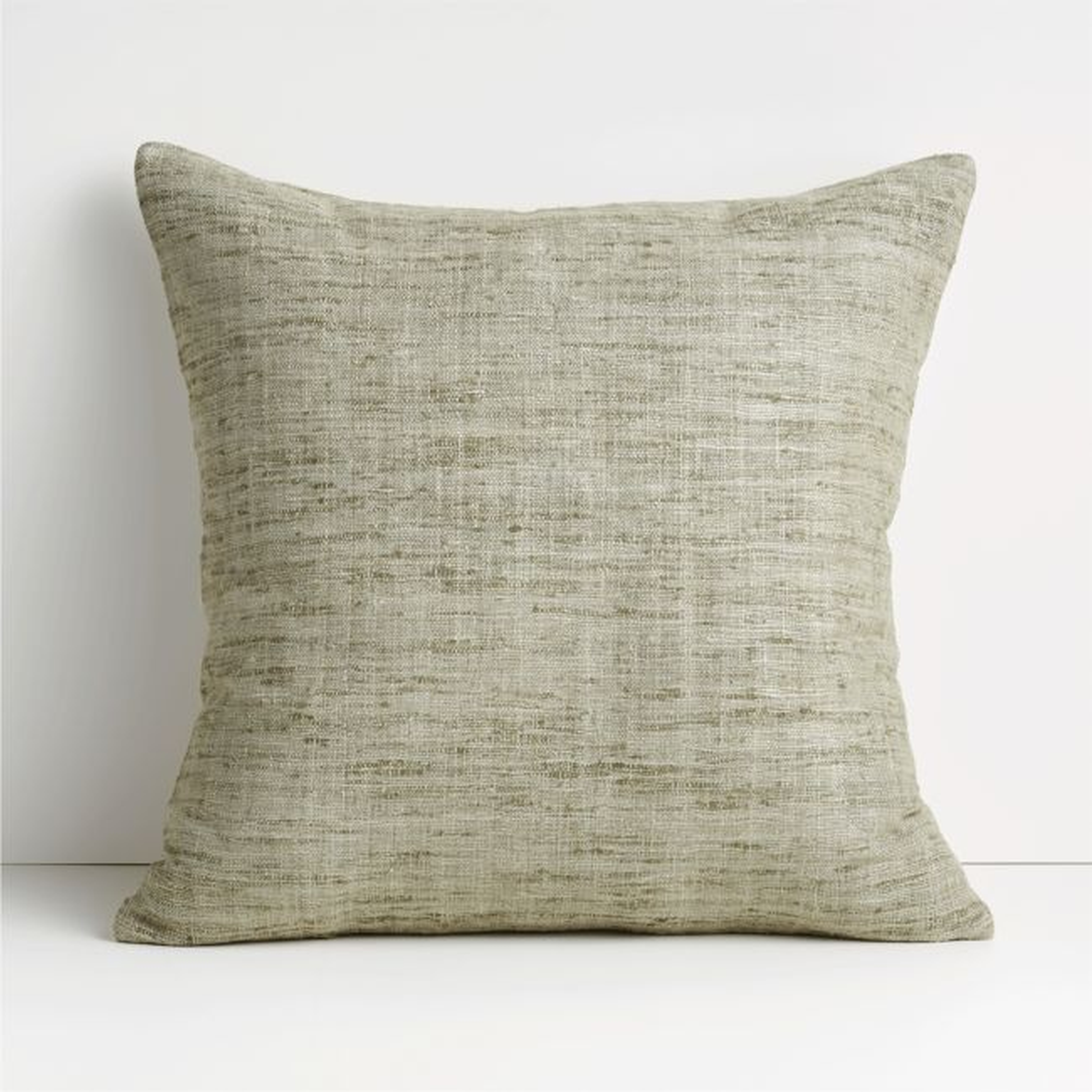Light Grey 20"x20" Cotton Sari Silk Throw Pillow with Down-Alternative Insert - Crate and Barrel