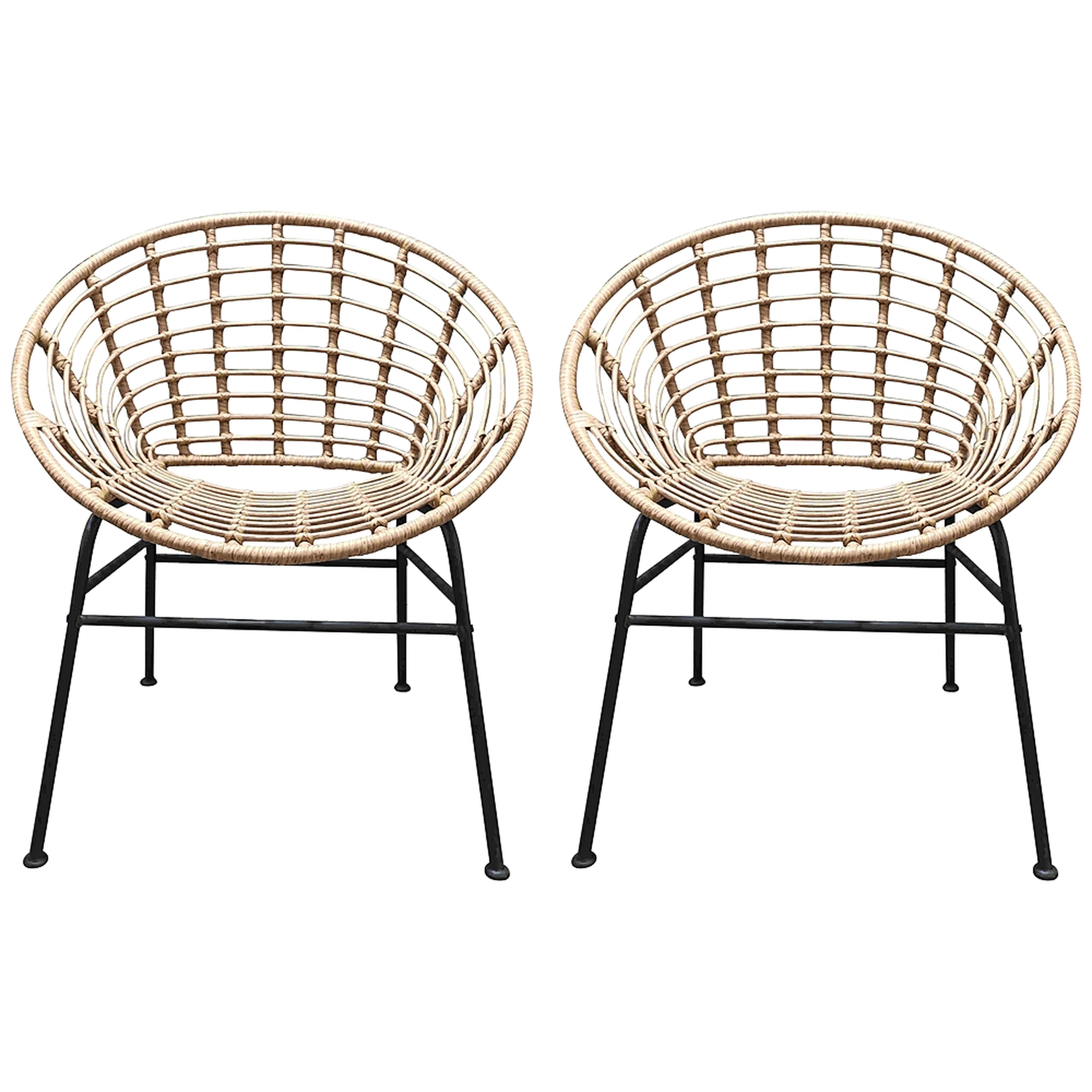 Zuo Cohen Natural Woven Outdoor Chairs Set of 2 - Style # 83J66 - Lamps Plus