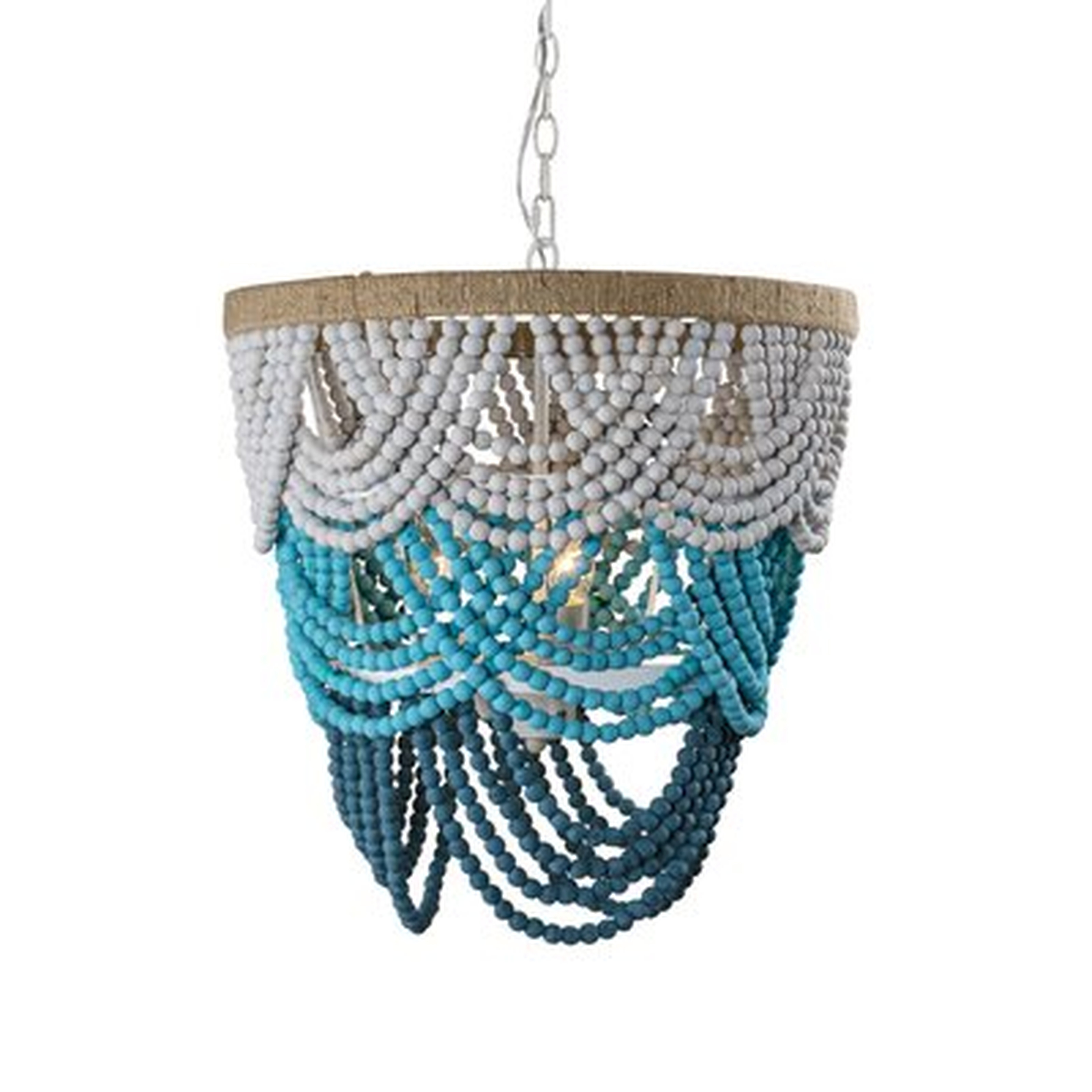 4-Light Beige Layered Wood Beaded Chandelier - Wayfair