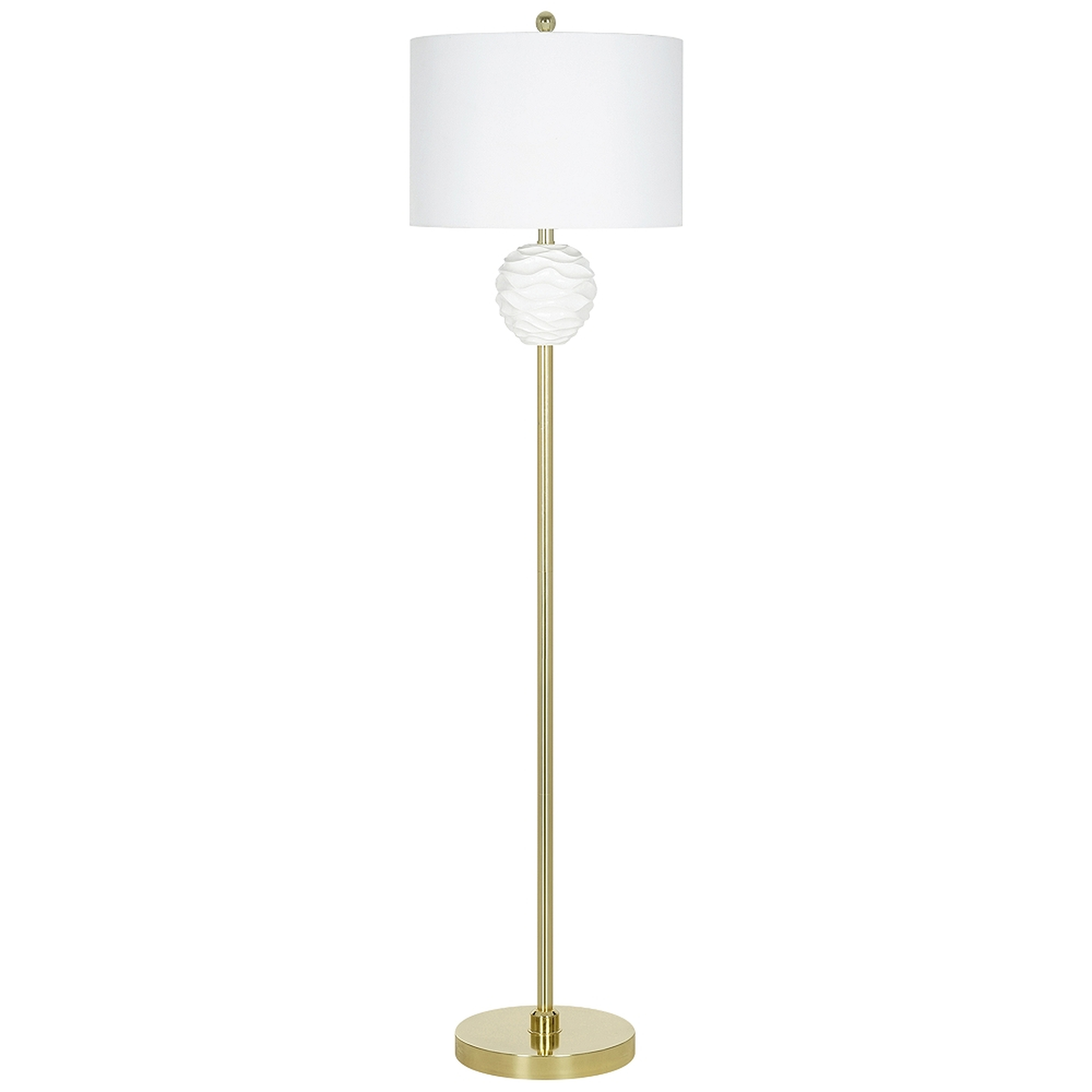 White Ruffle Textured and Brass Metal LED Floor Lamp - Style # 82H99 - Lamps Plus