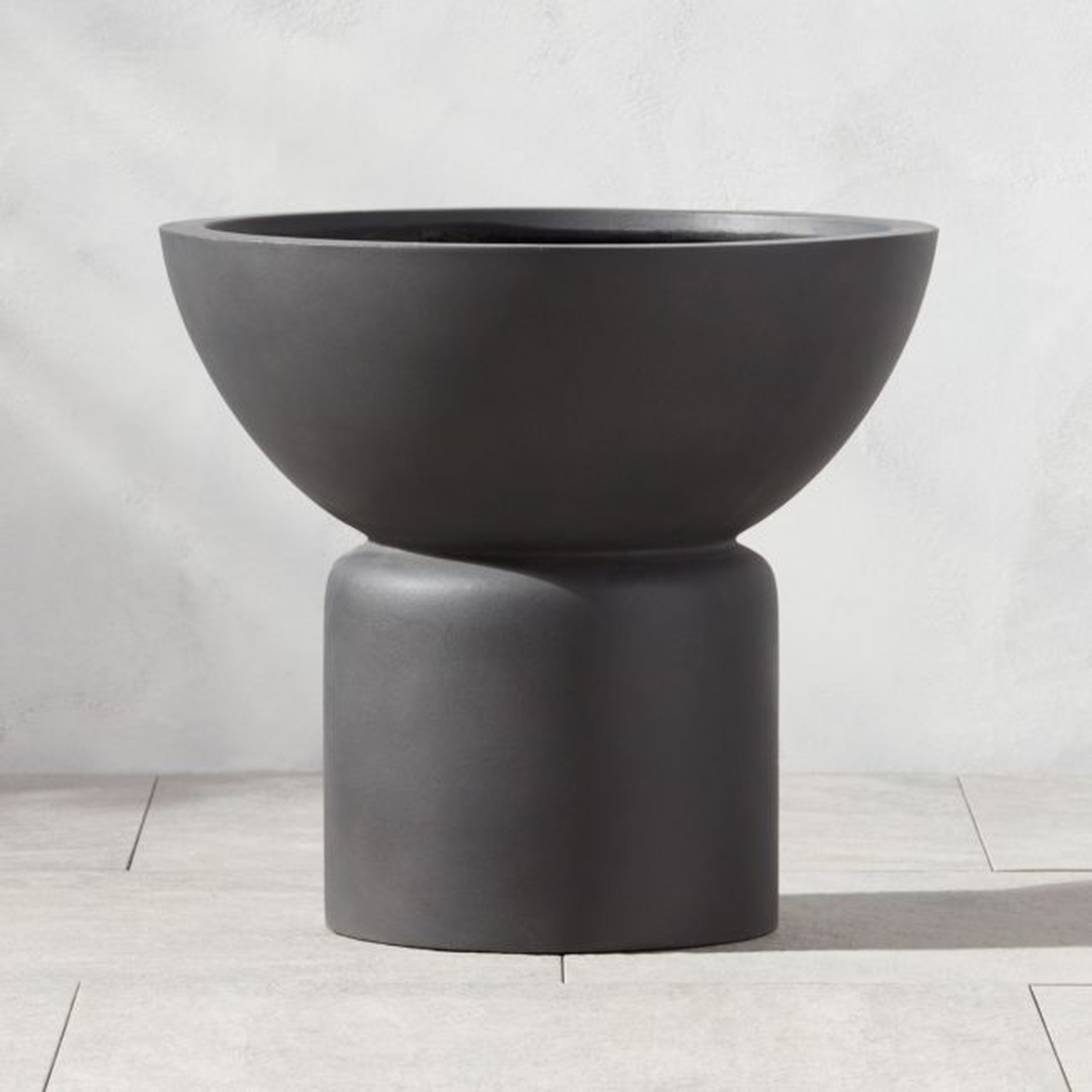 Flatform Charcoal Cement Indoor/Outdoor Planter Wide - CB2