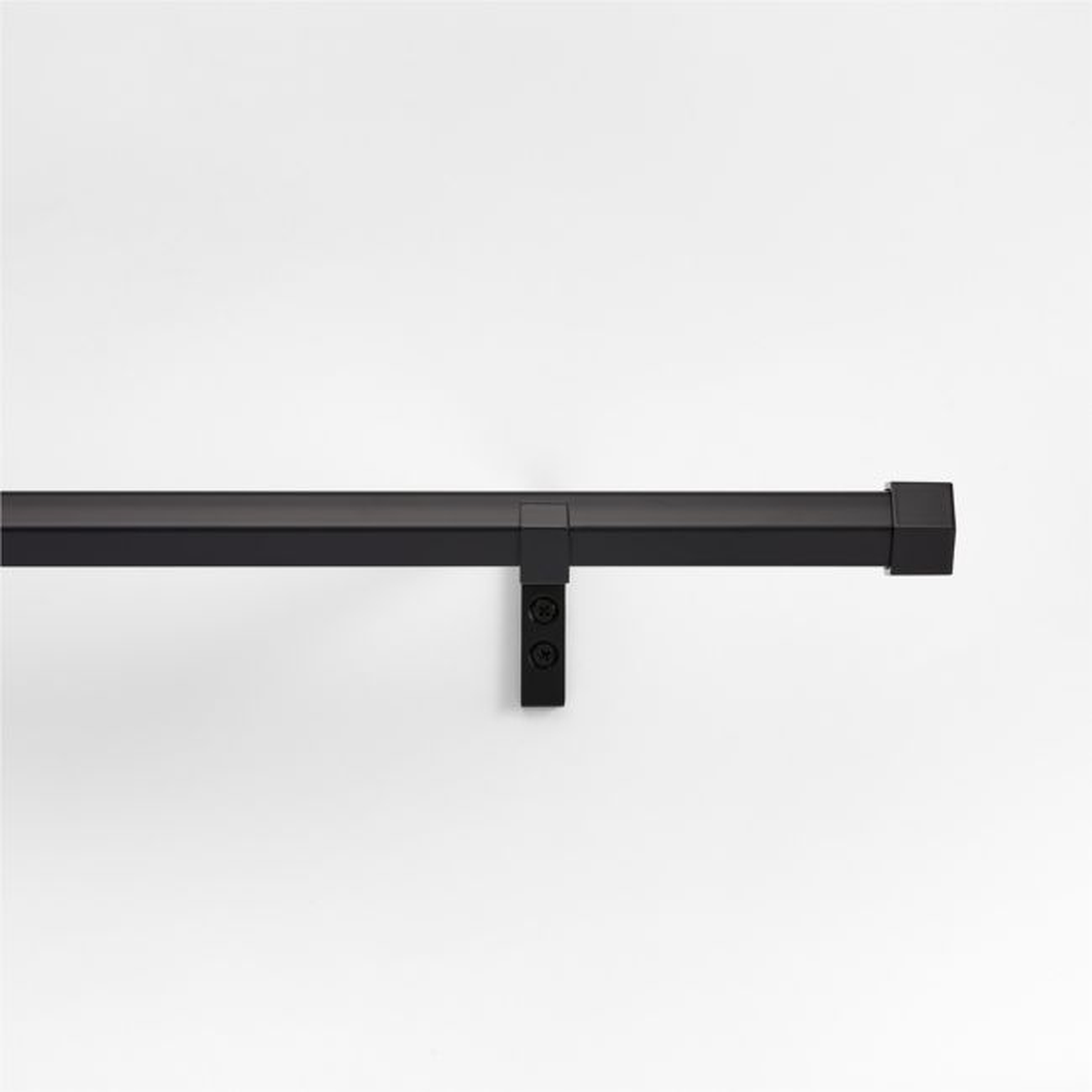 Black 1" Hexagonal Curtain Rod and End Cap Finials Set 28"-48" - Crate and Barrel