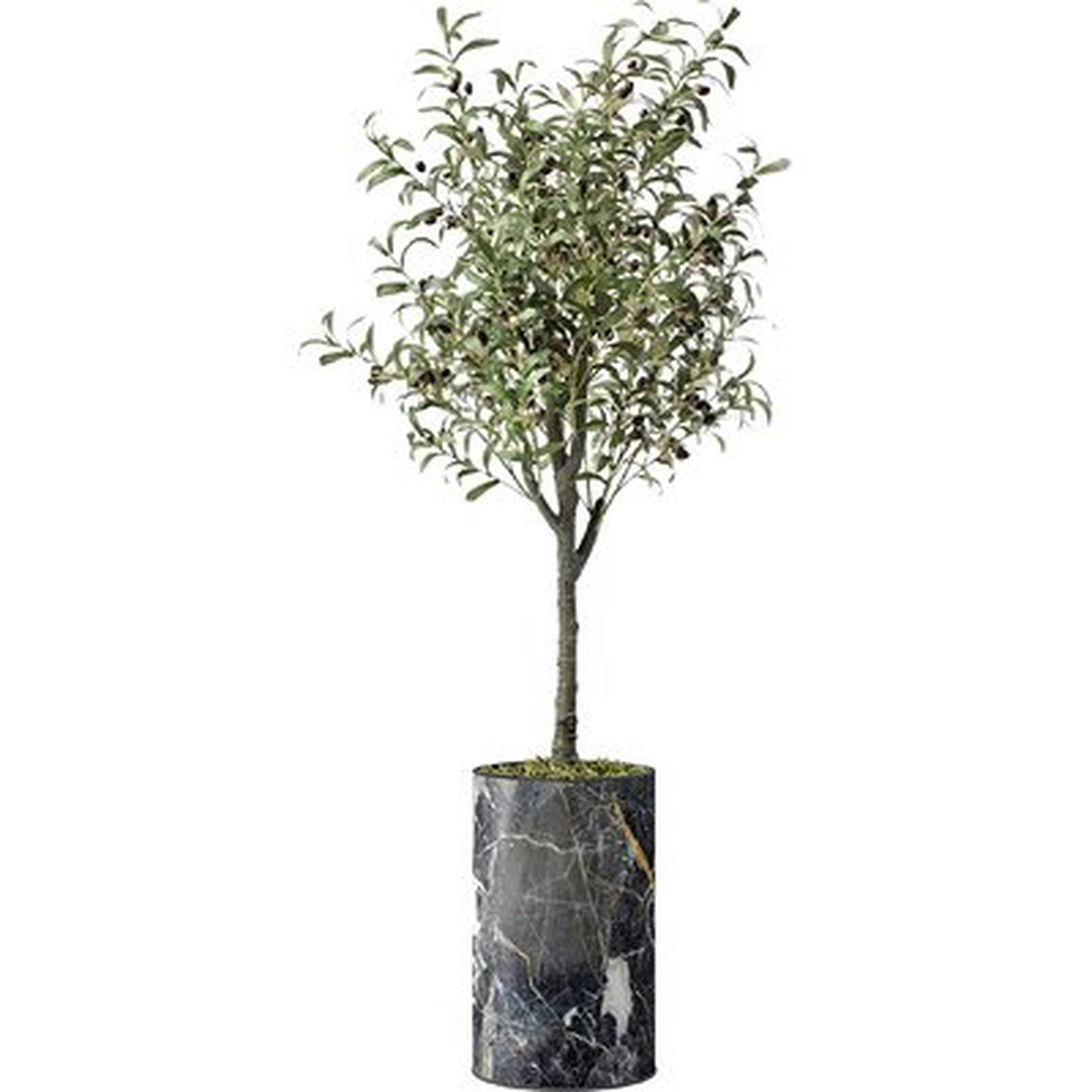 Artificial Tree In Modern Granite Effect Planter, Fake Olive Silk Tree For Indoor And Outdoor Home Decoration - 60" Overall Tall (Plant Pot Plus Tree) - Wayfair