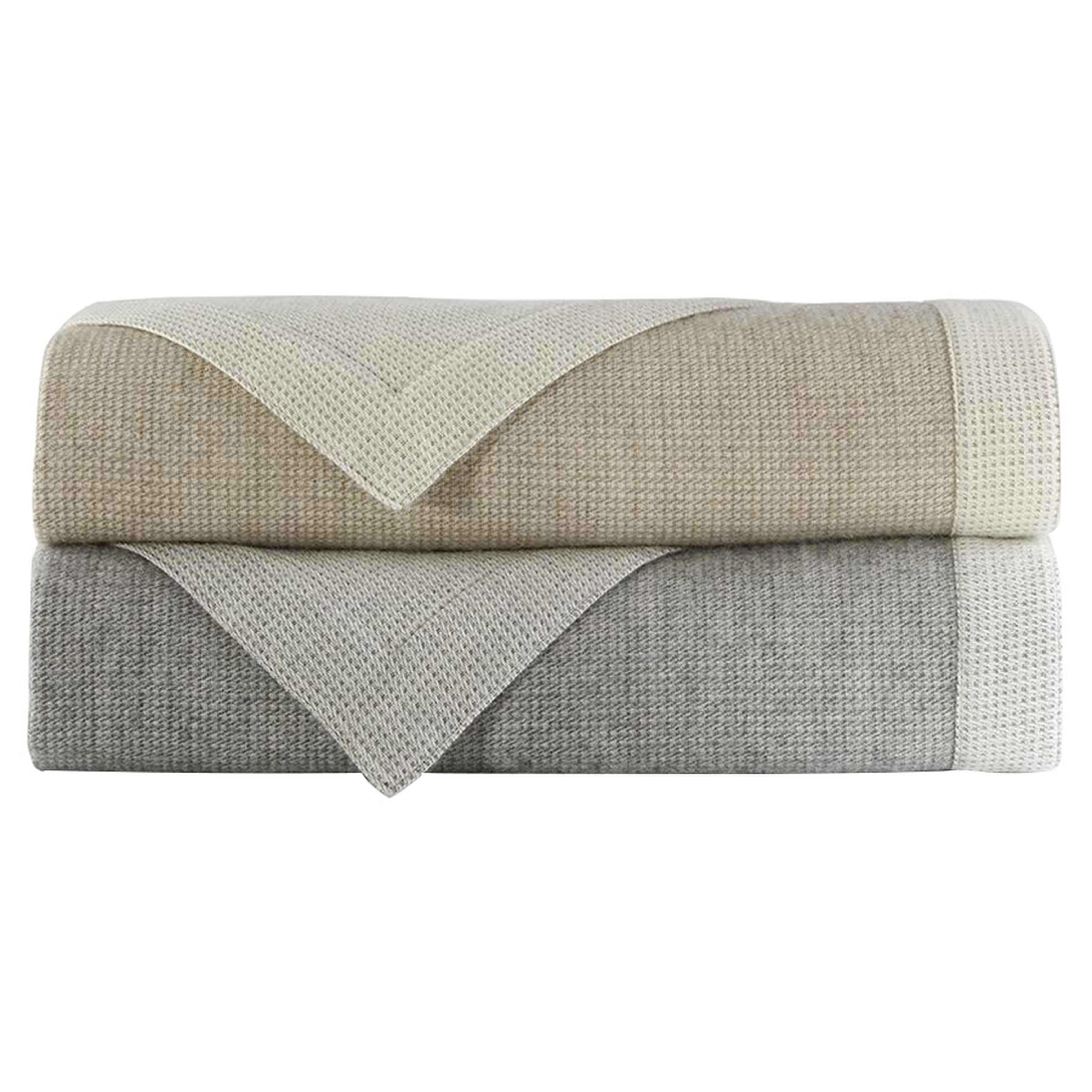 Peacock Alley Modern Angelo Reversible Blanket - Linen King - Kathy Kuo Home