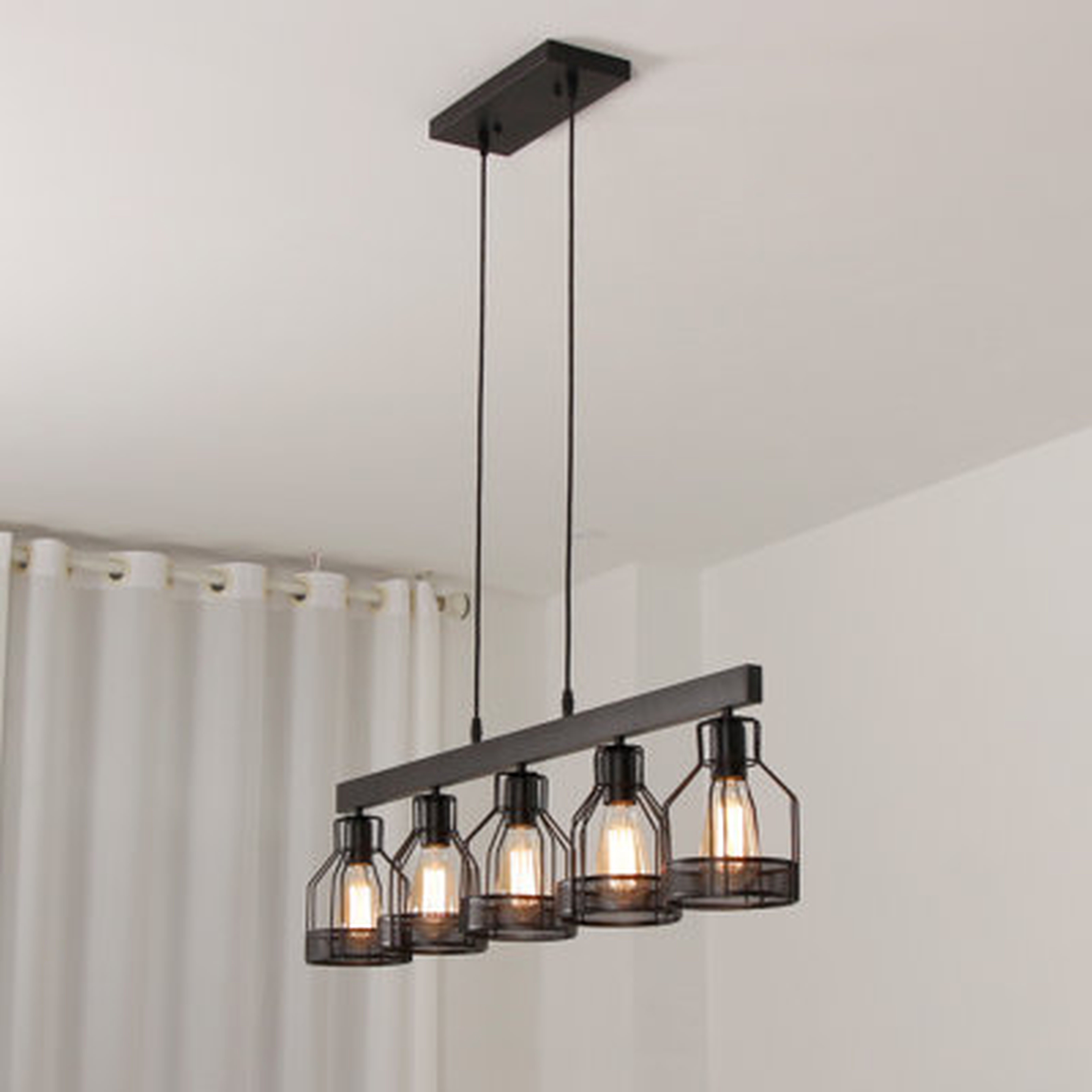 39.4" Rectangle Chandelier Light Vintage Style 5 Lights With Black Color For Dining Room Kitchen Island Restaurant Coffee Bar - Wayfair