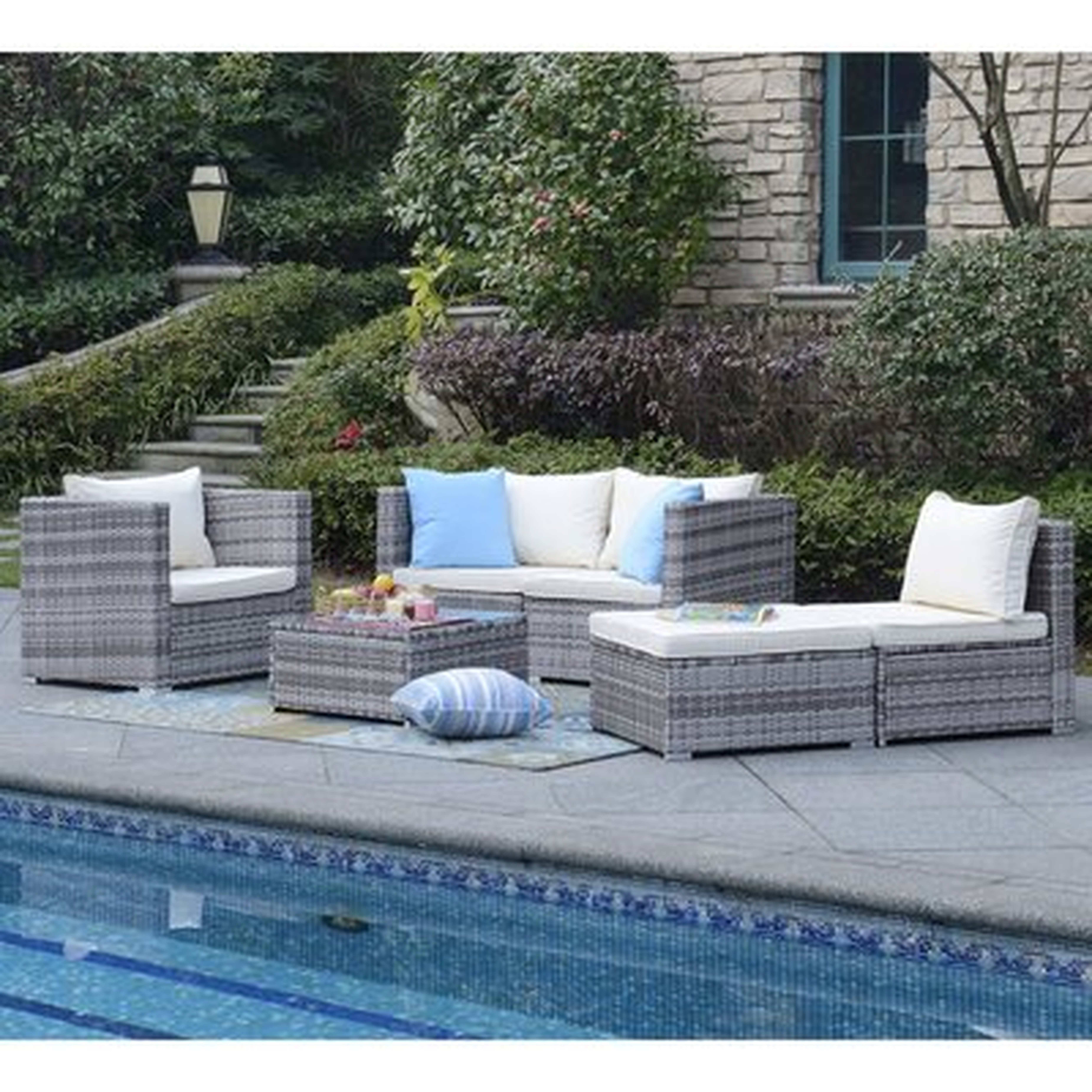 Augusta 6 Piece Rattan Sectional Seating Group with Cushions - Wayfair