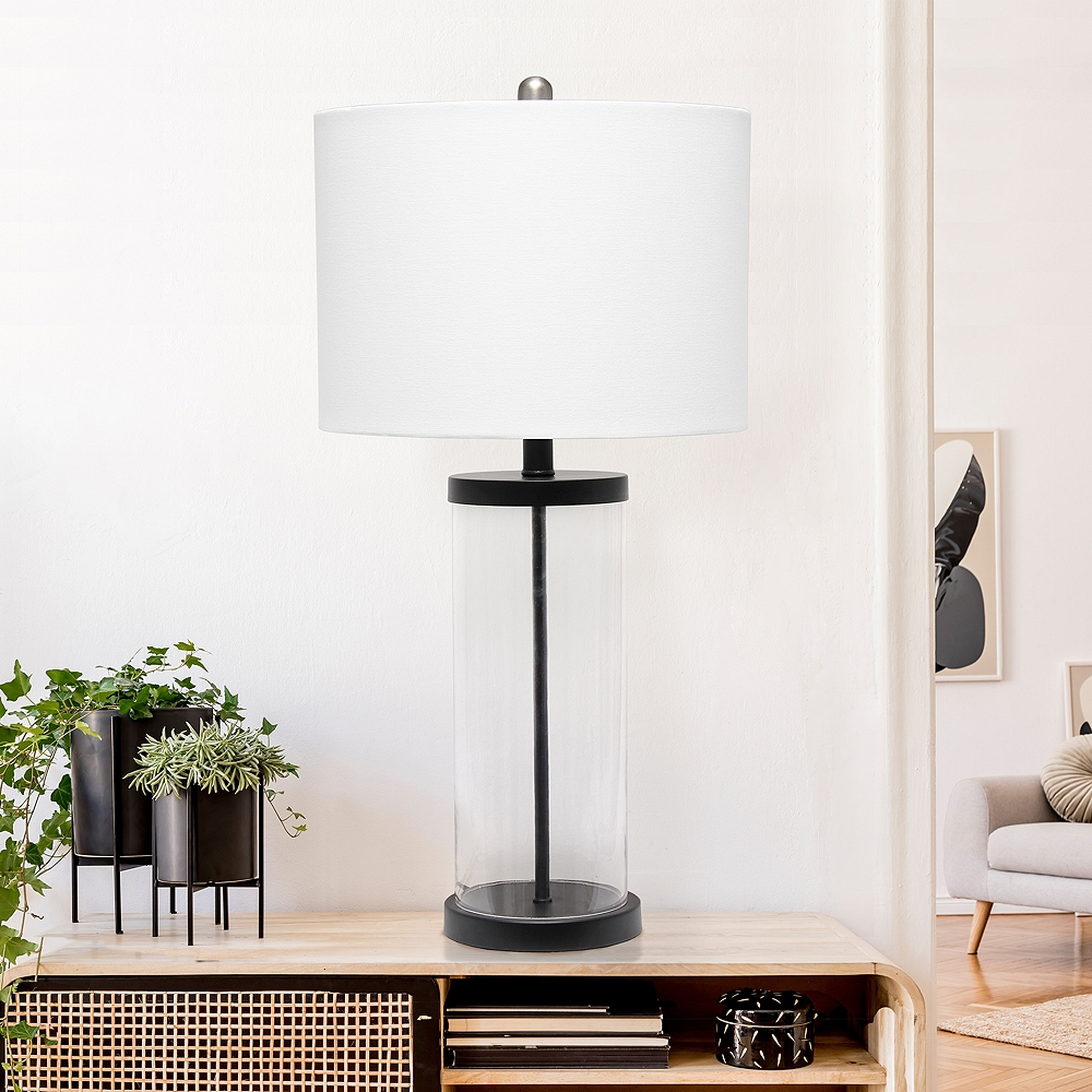 Lalia Home Entrapped Glass and Black Metal Table Lamp - Lamps Plus