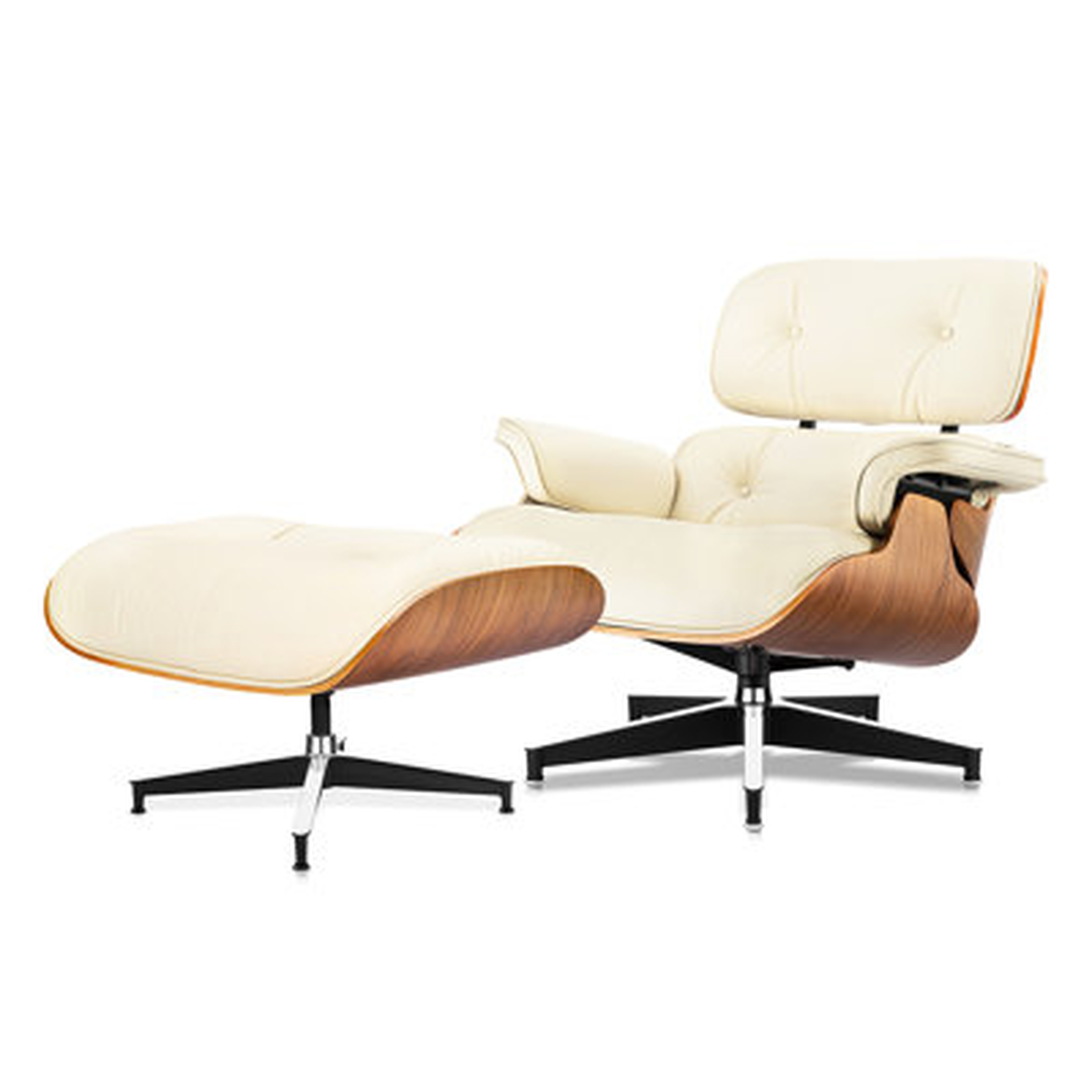100% Full Grain Aniline Leather Premium Mid Century Lounge Chair And Ottoman Replica - Wayfair