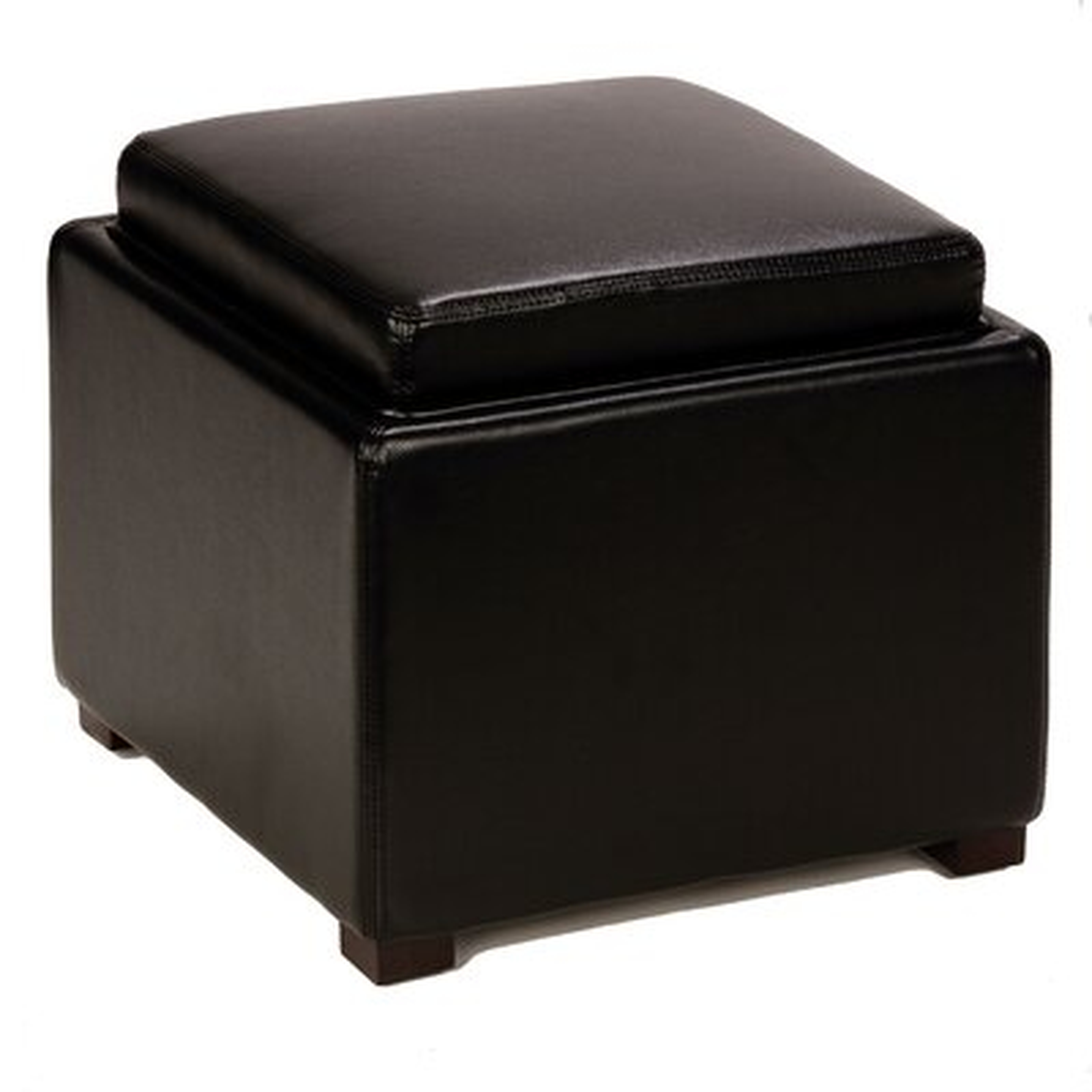 Newfield Tray Leather Cube Storage Ottoman - Wayfair