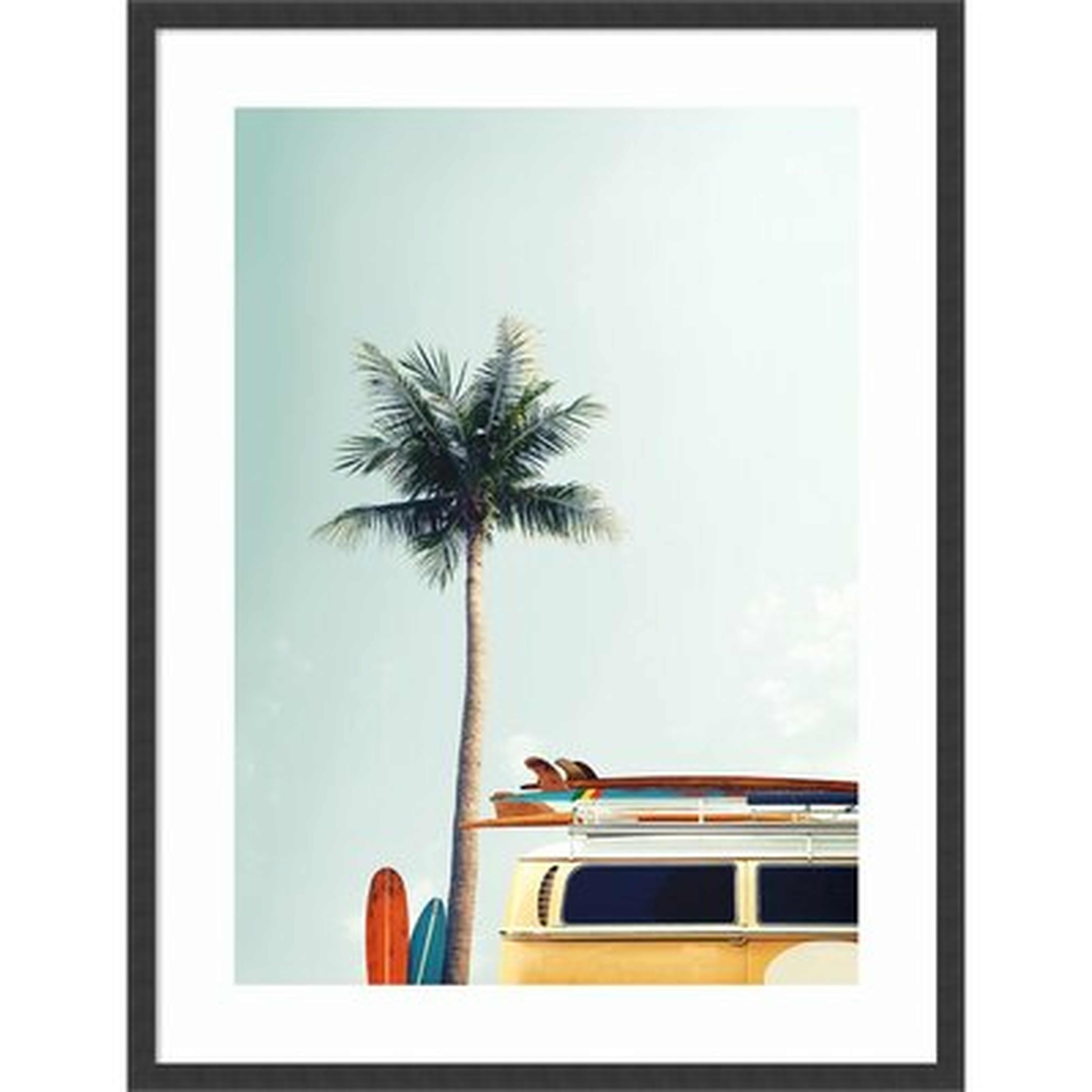 'Surf Bus Yellow (Palm Tree)' by Design Fabrikken - Picture Frame Photograph Print on Paper - Wayfair
