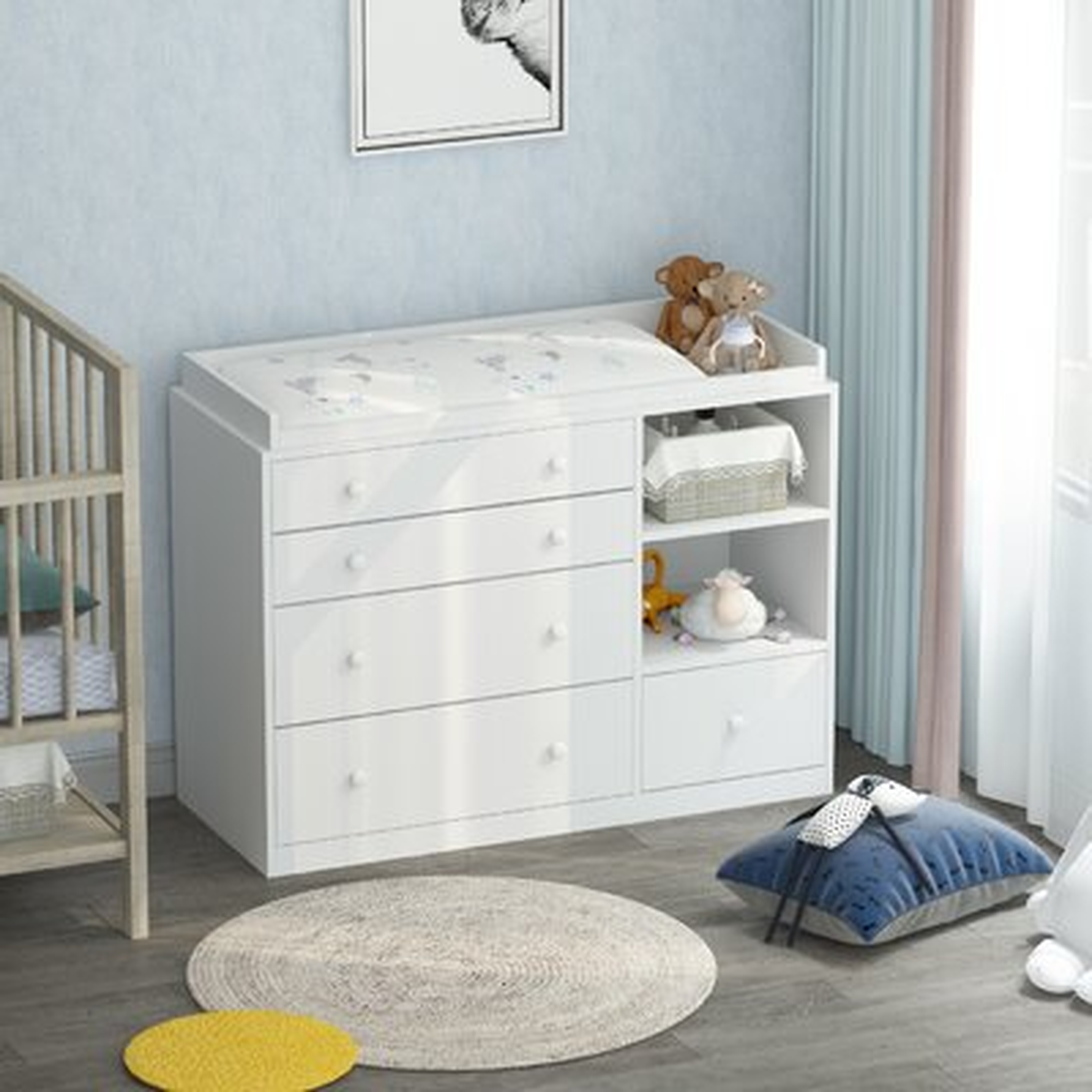 5 Drawer Changing Table Chest Attached Changing Table - Wayfair