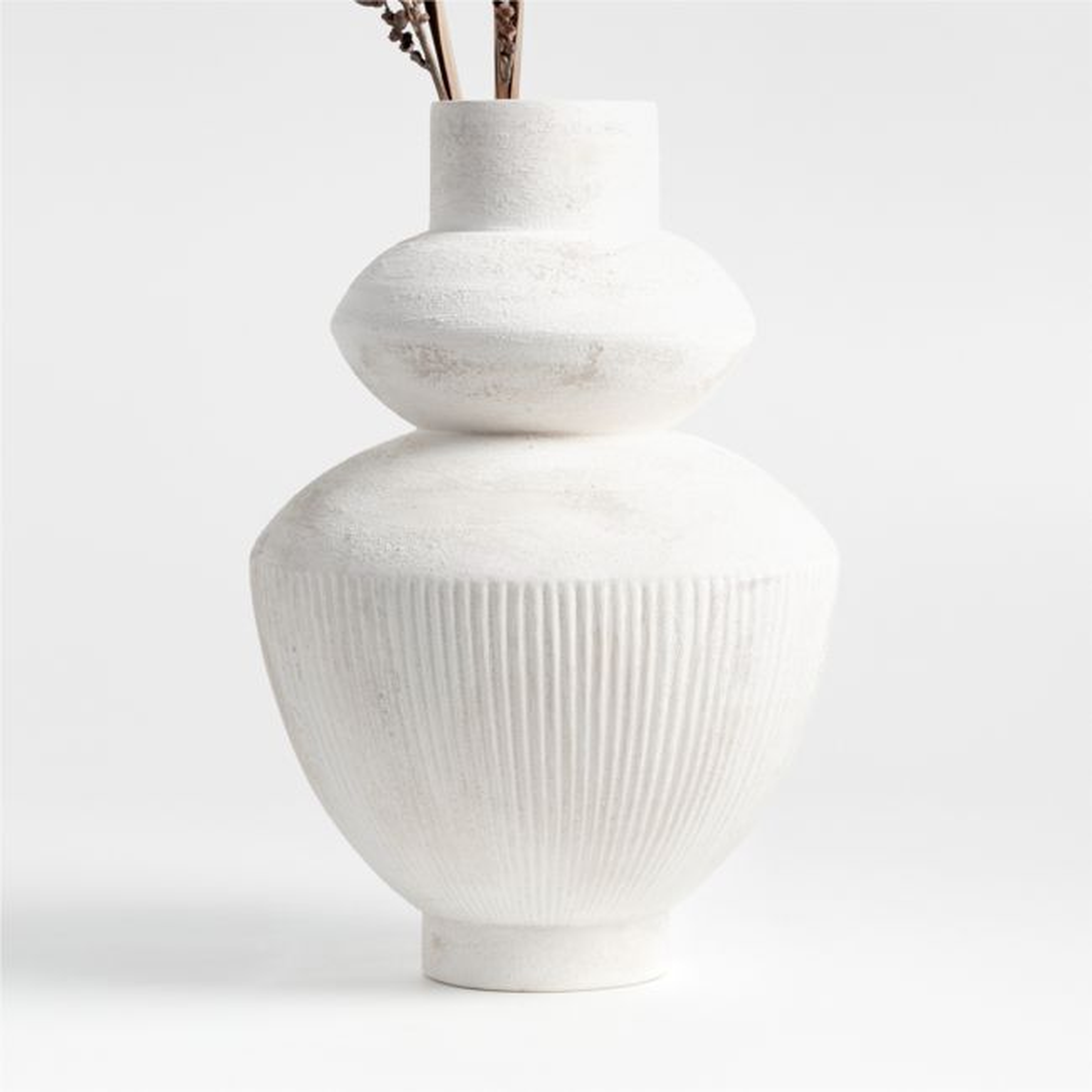 Les Crêtes White Textured Vase 18" by Athena Calderone - Crate and Barrel