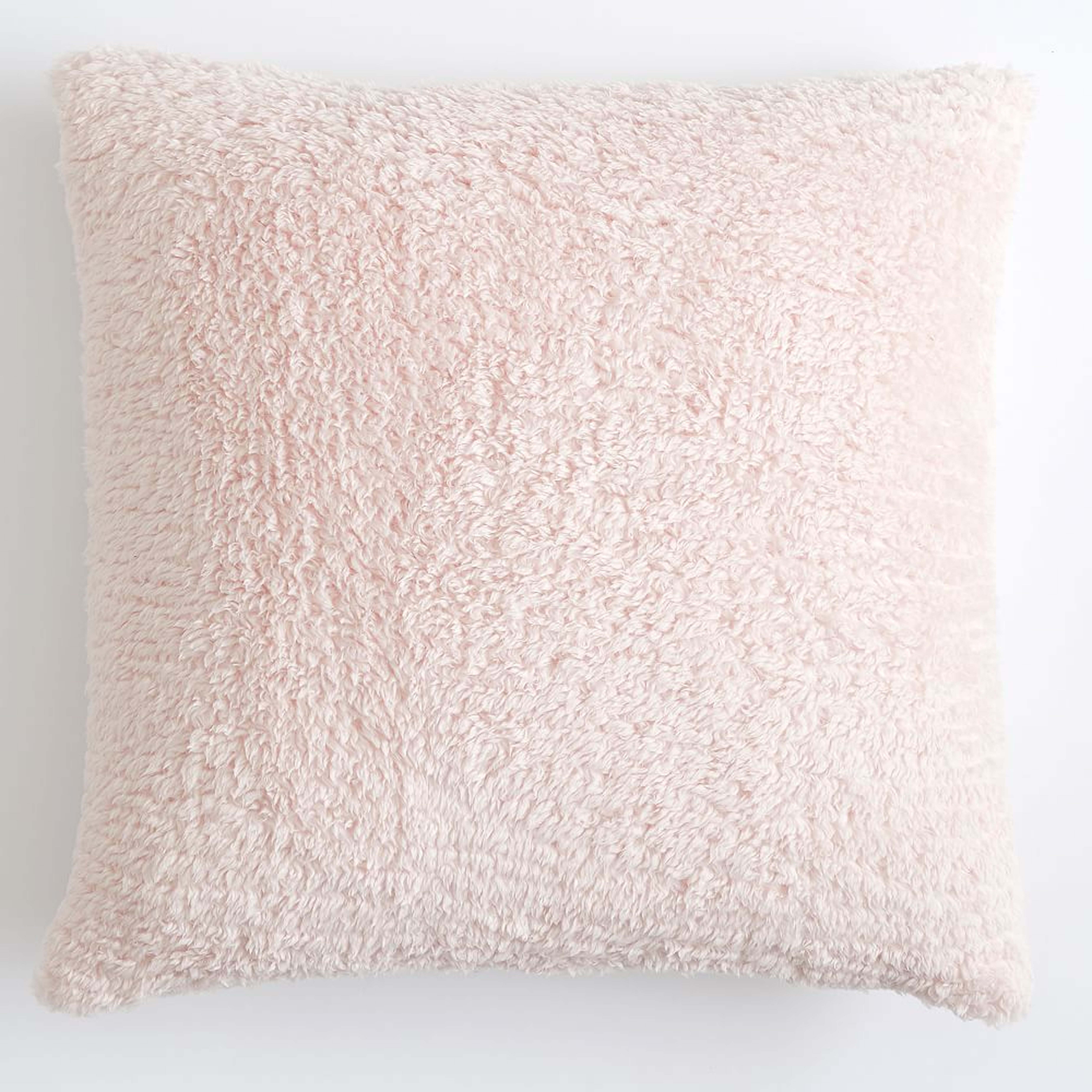 Cozy Euro Recycled Sherpa Pillow Cover, 26x26, Powdered Blush - Pottery Barn Teen
