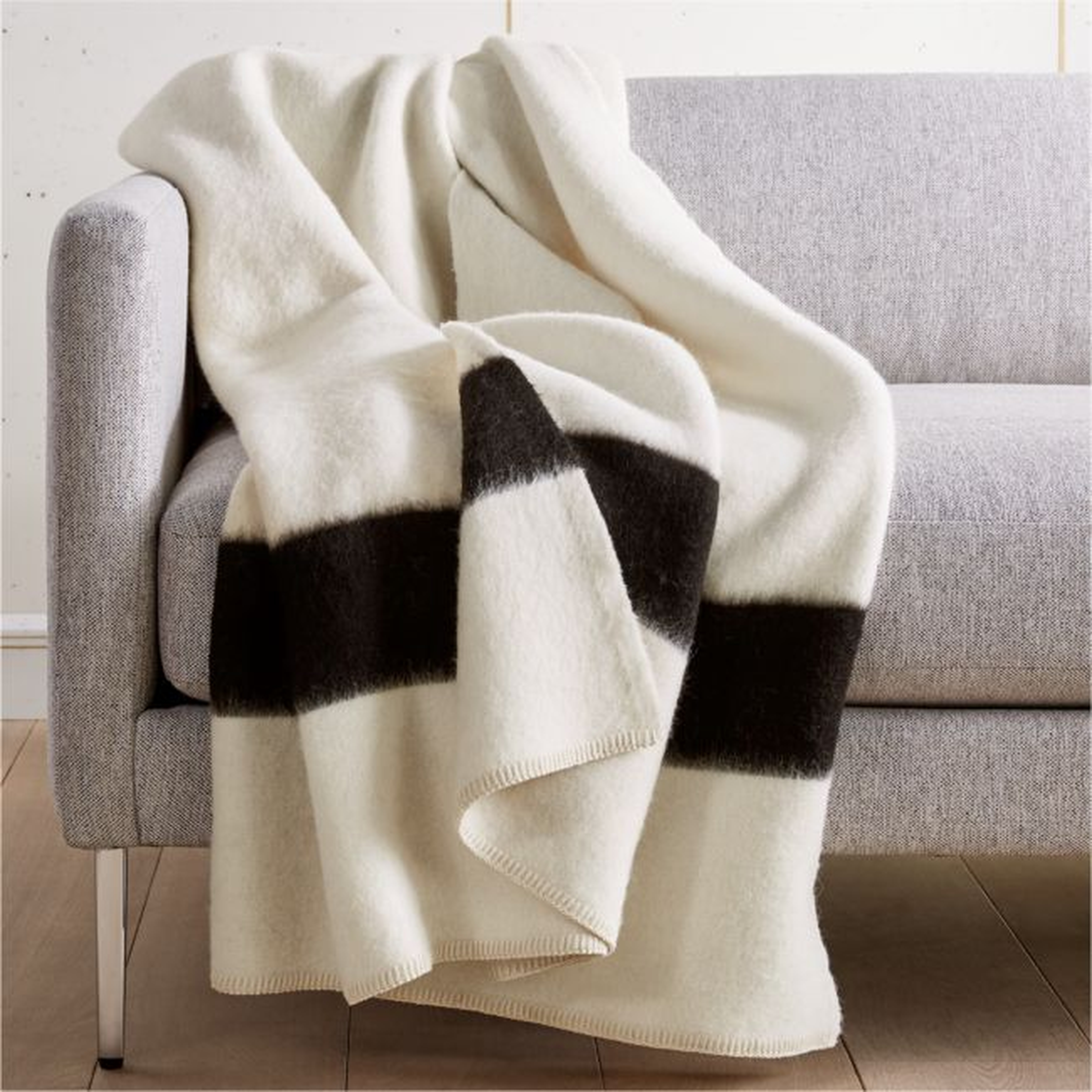 Siempre Recycled Ivory and Black Throw - CB2