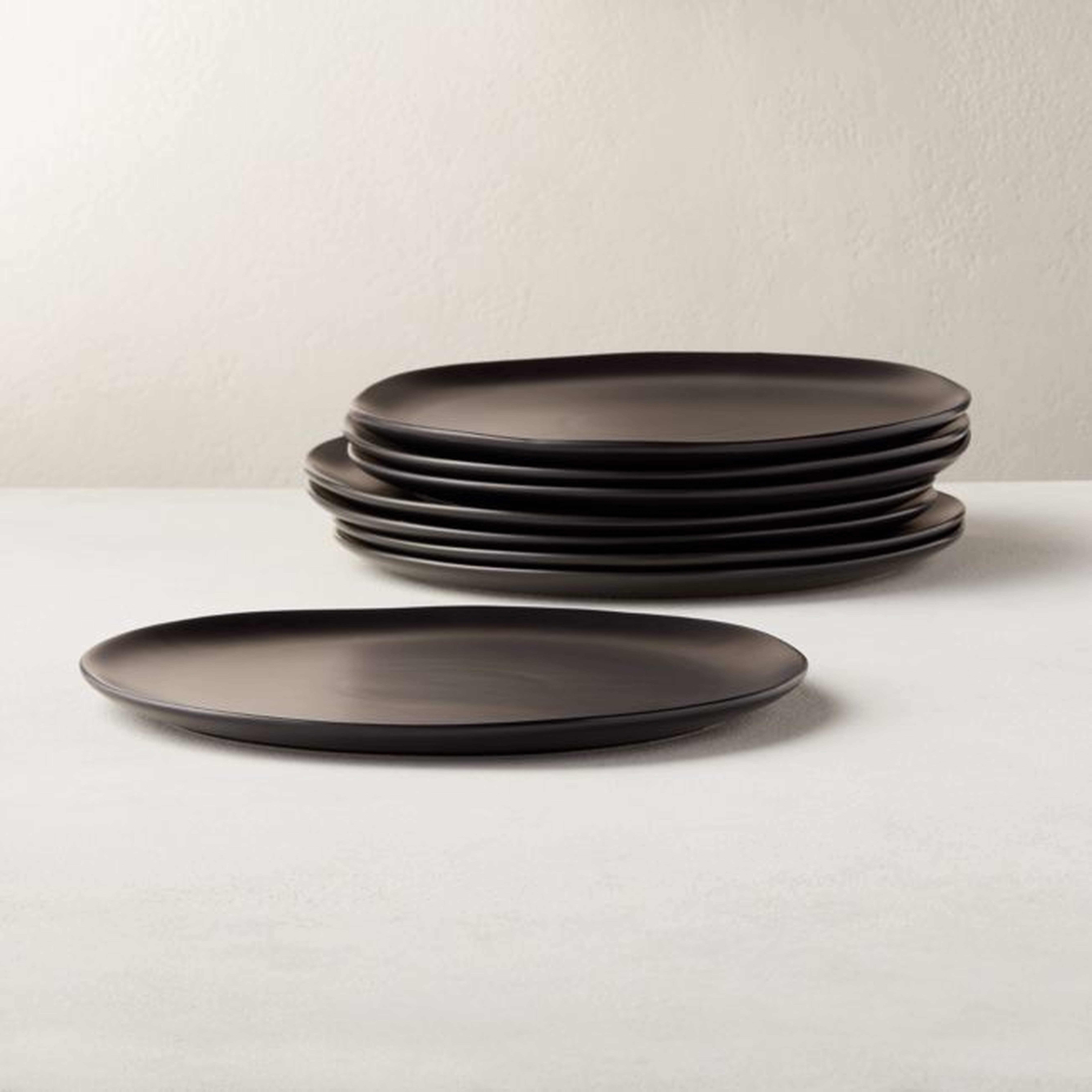 Crisp Matte Black Dinner Plate Set of 8 - CB2