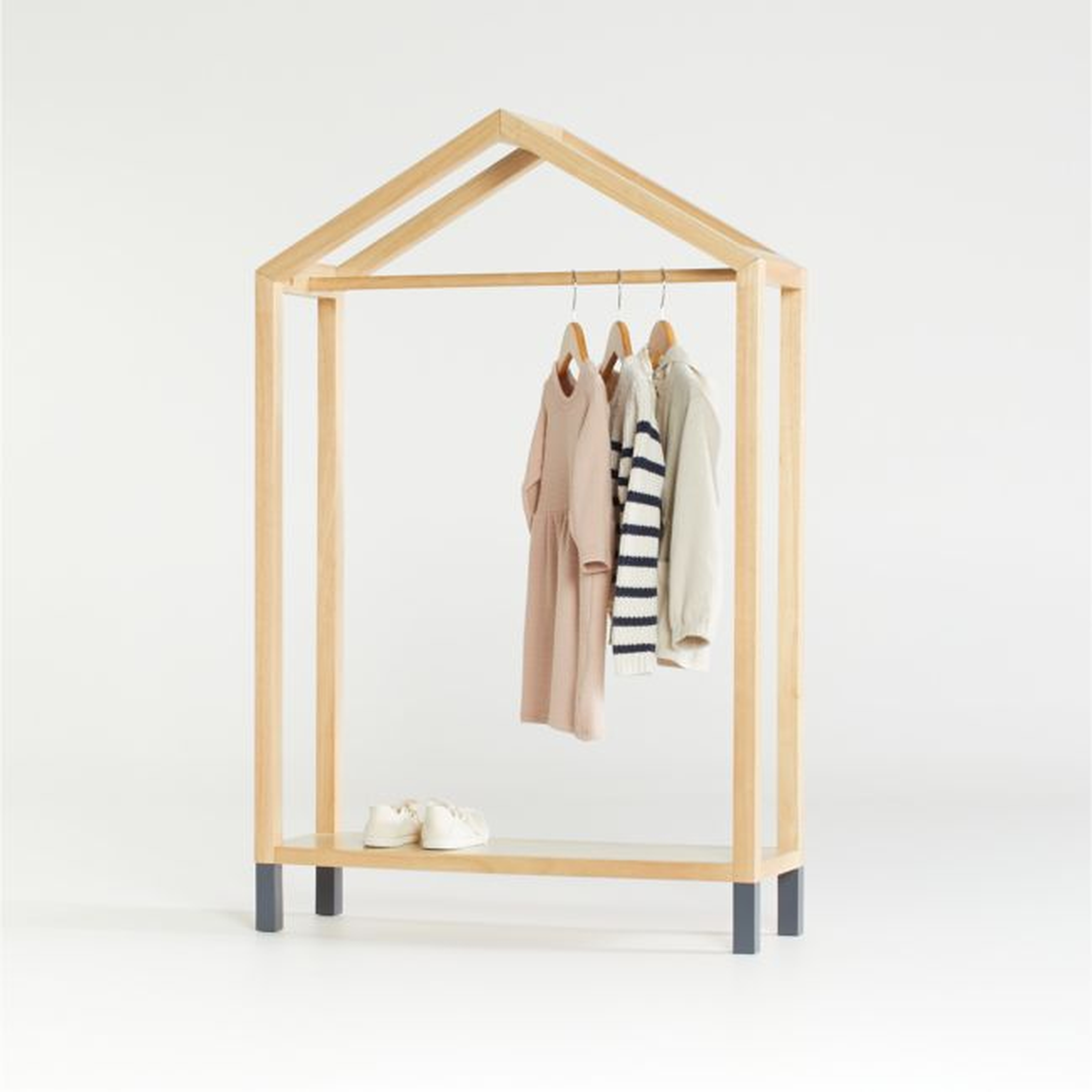 Natural and Black House Shaped Garment Rack - Crate & Kids