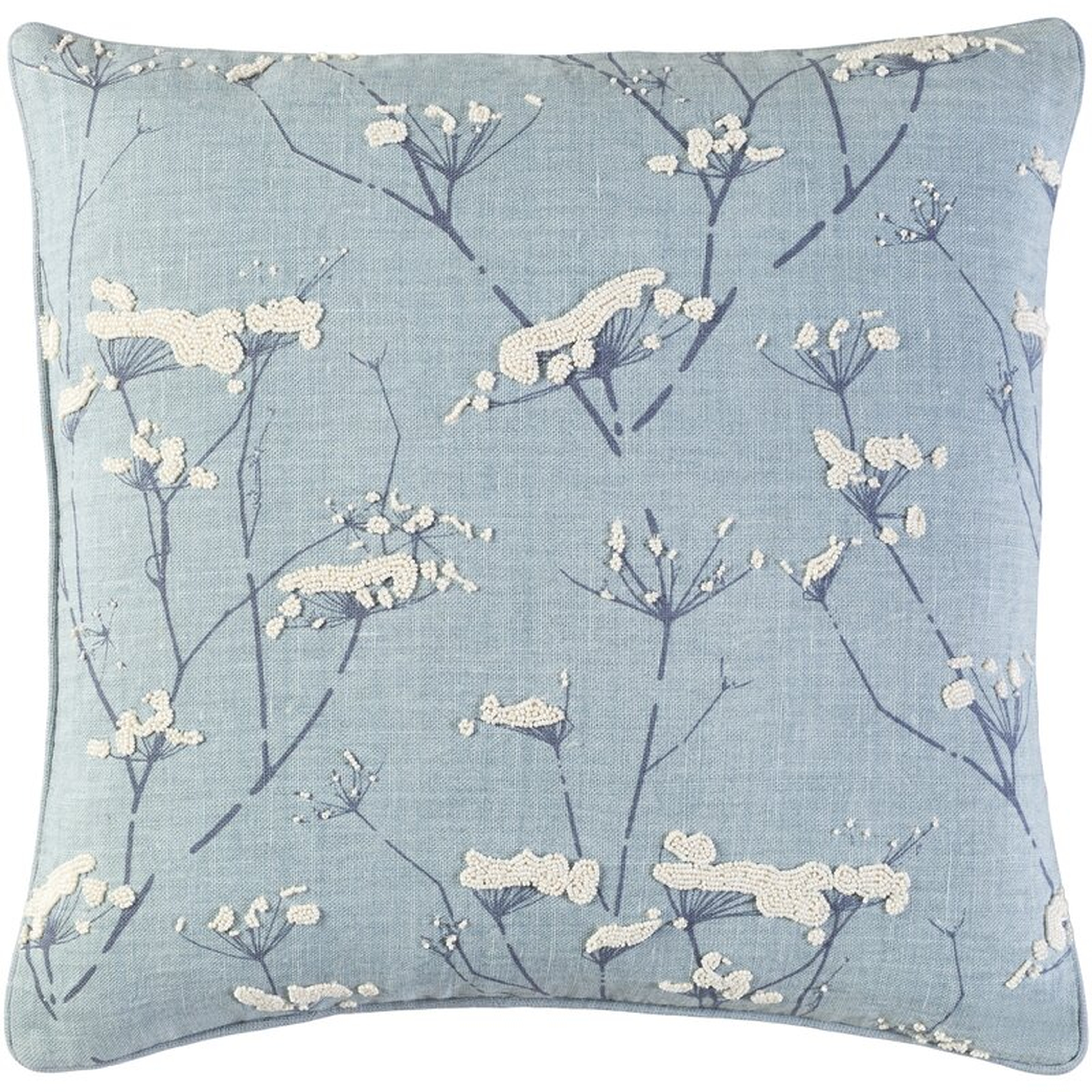 Enchanted Linen  Indoor Floral Pillow Cover Size: 18" x 18", Color: Blue - Perigold