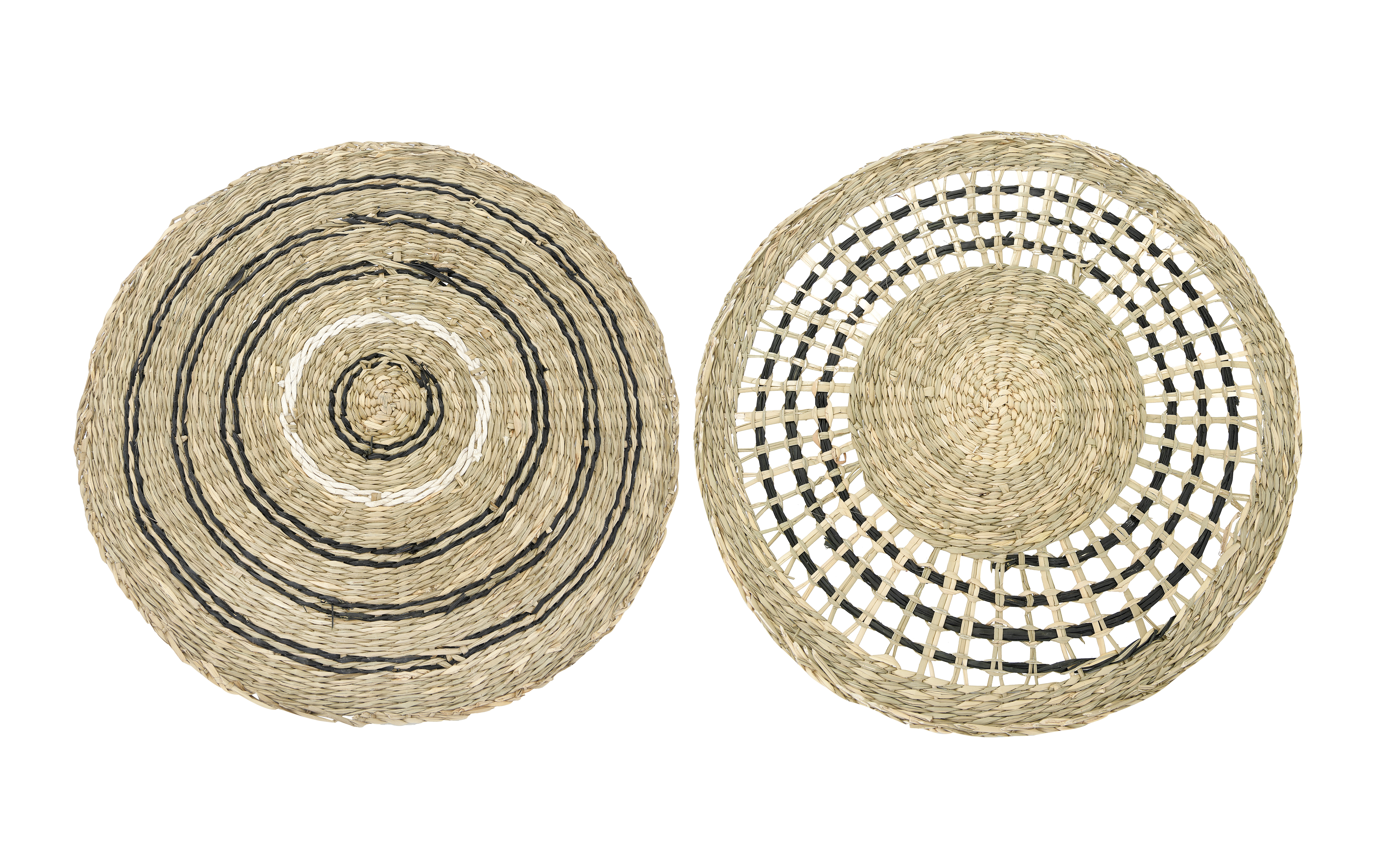 Handwoven Seagrass Placemat, Black & Natural, Set of 2 - Nomad Home