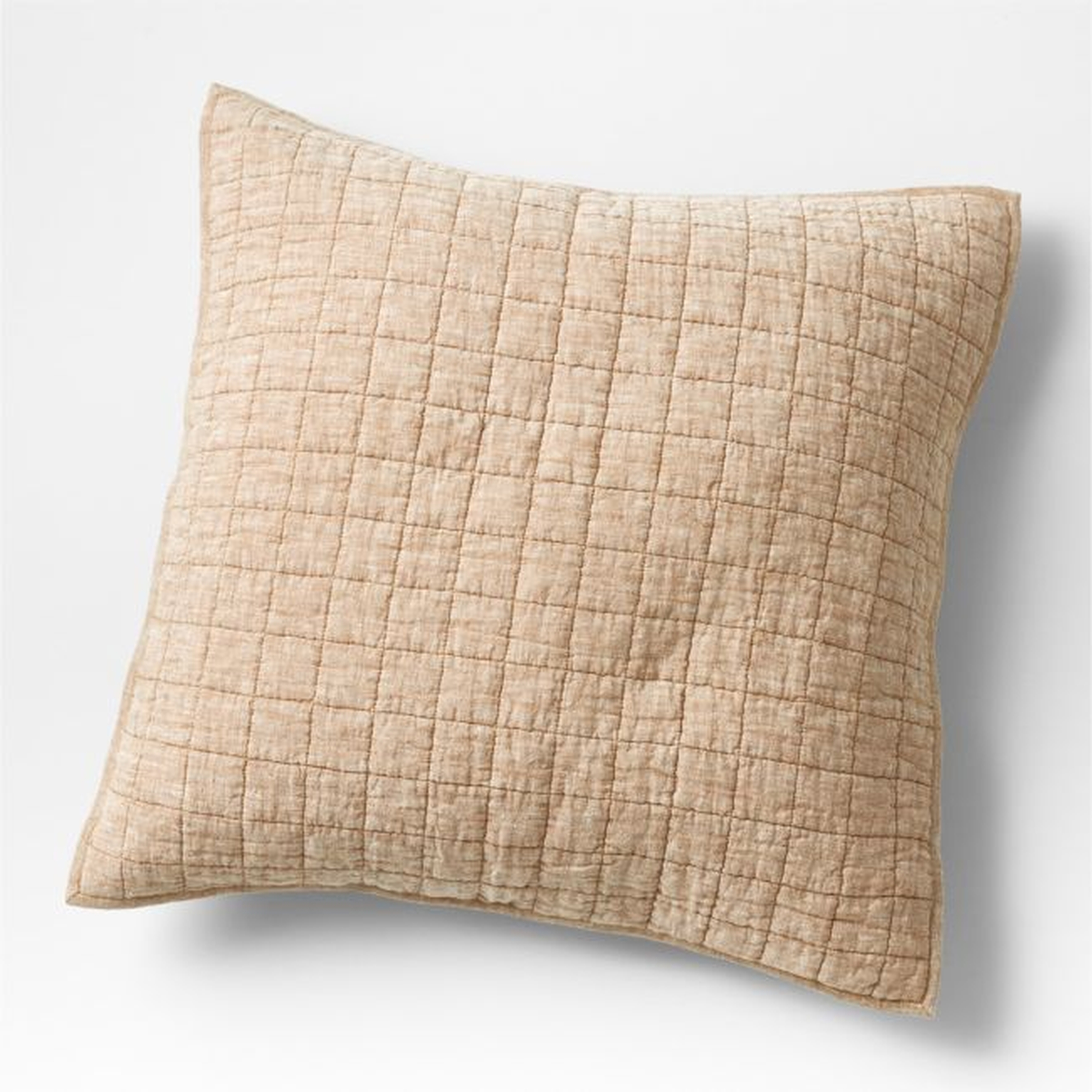 Brulee Brown Belgian Linen Sham Euro - Crate and Barrel
