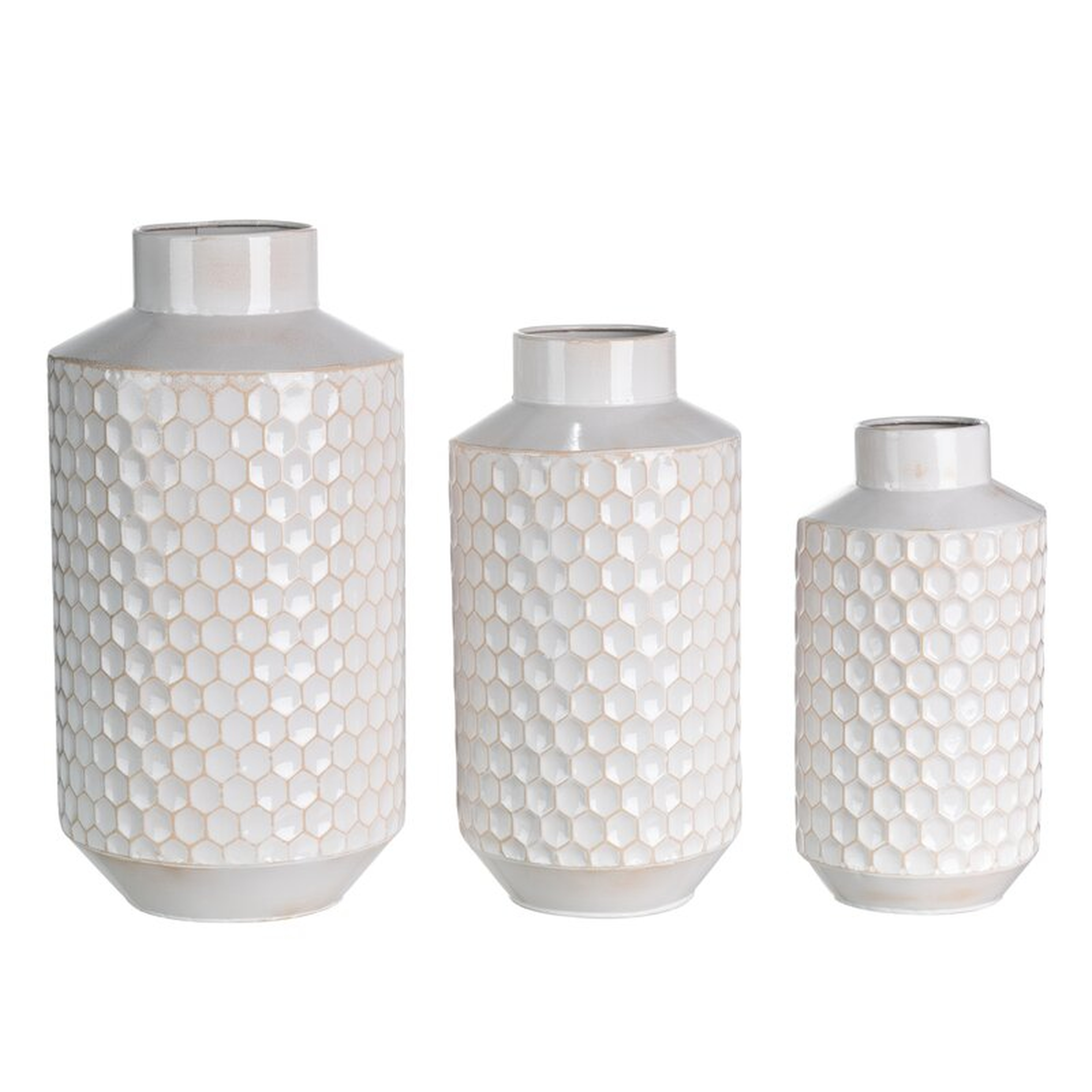 Hamid White Stainless Steel Table Vases, Set of 3 (BACK IN STOCK 12/9) - Wayfair