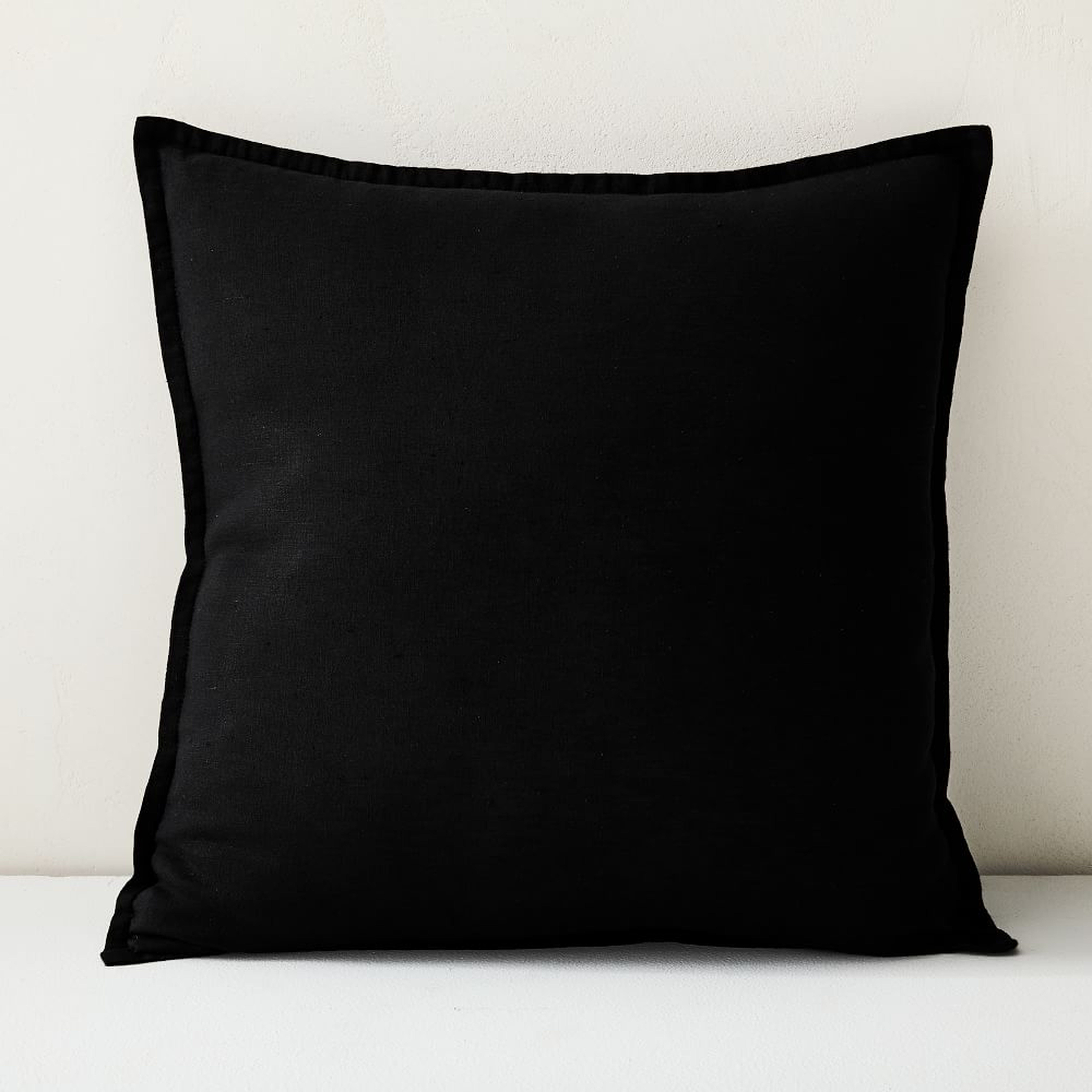 European Flax Linen Pillow Cover, 18"x18", Black - West Elm