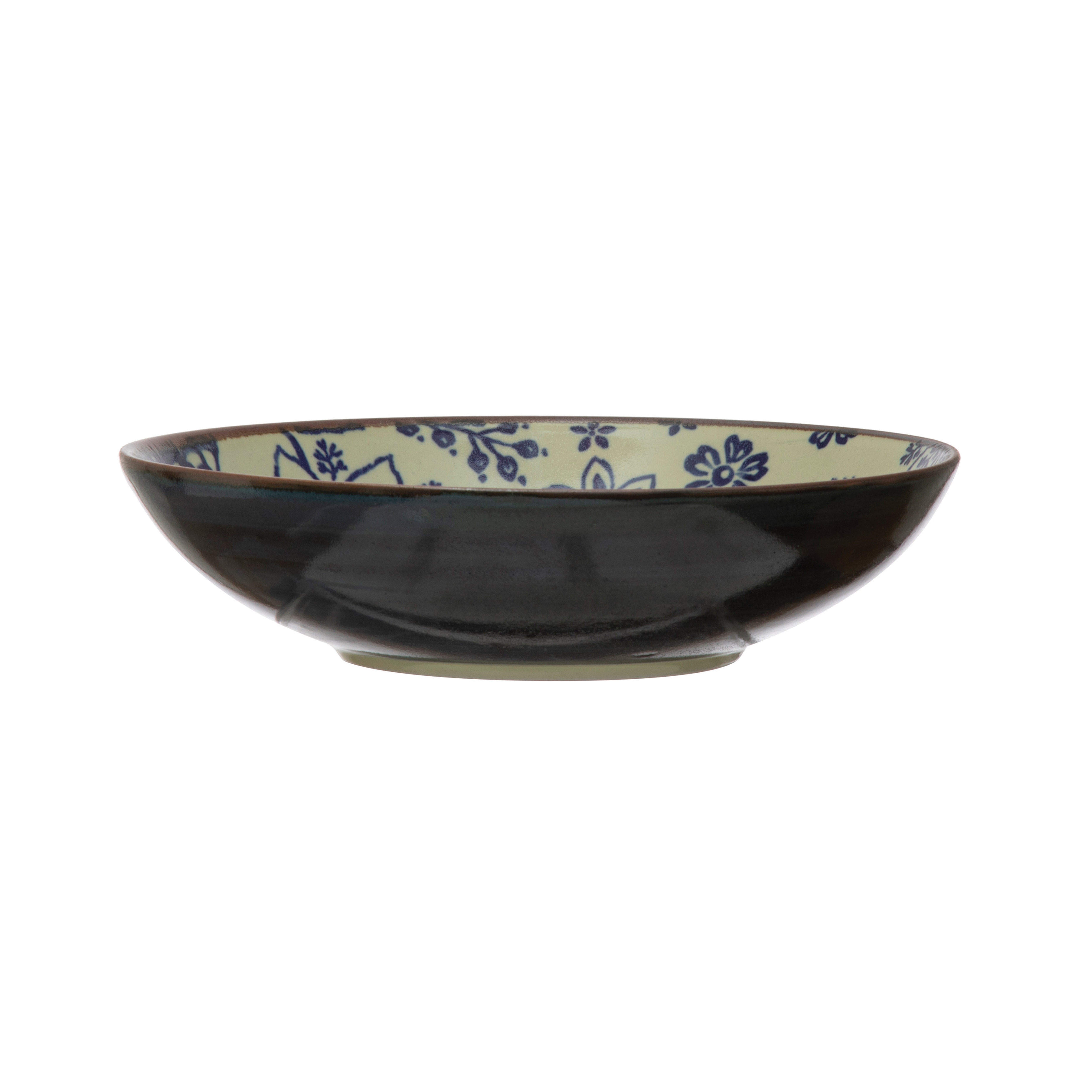 Stoneware Bowl with Pattern, Blue & Cream Color - Moss & Wilder